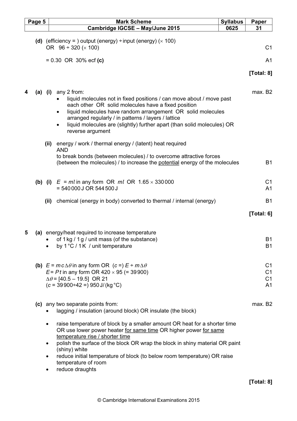 Mark scheme, page 5 of 8