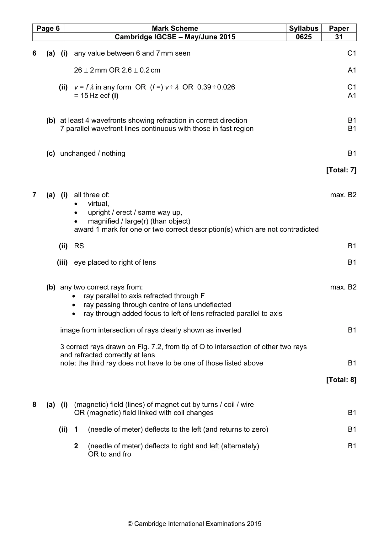 Mark scheme, page 6 of 8