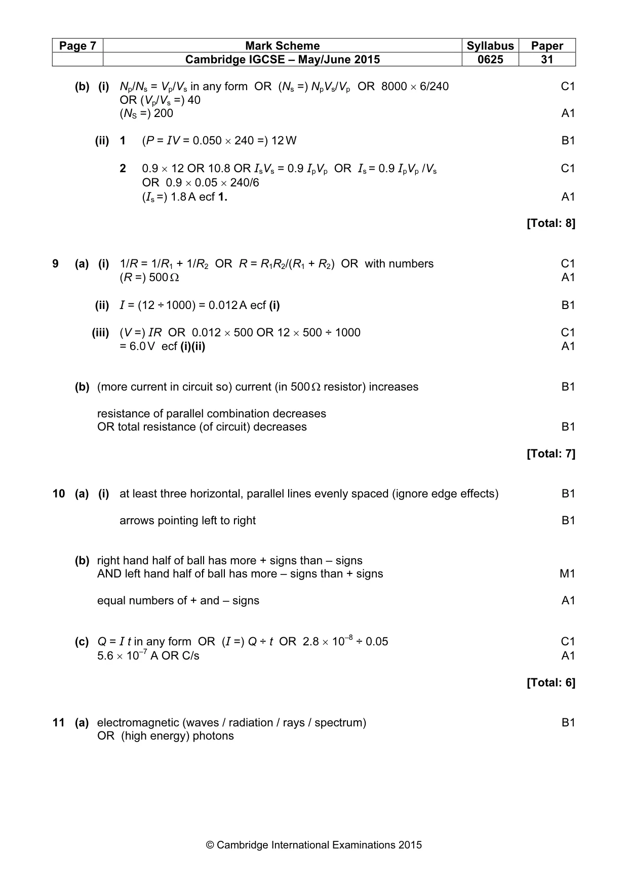 Mark scheme, page 7 of 8