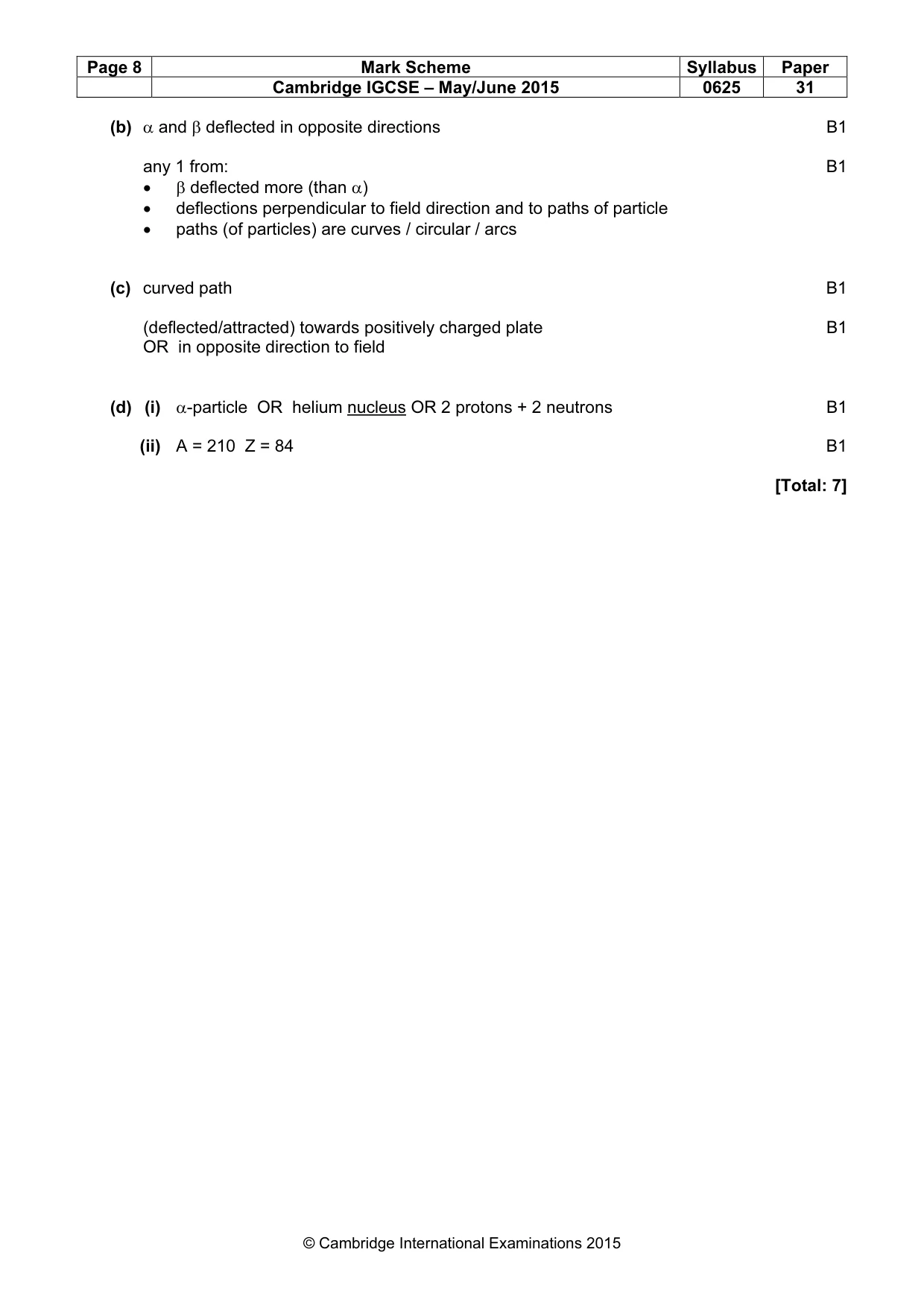 Mark scheme, page 8 of 8