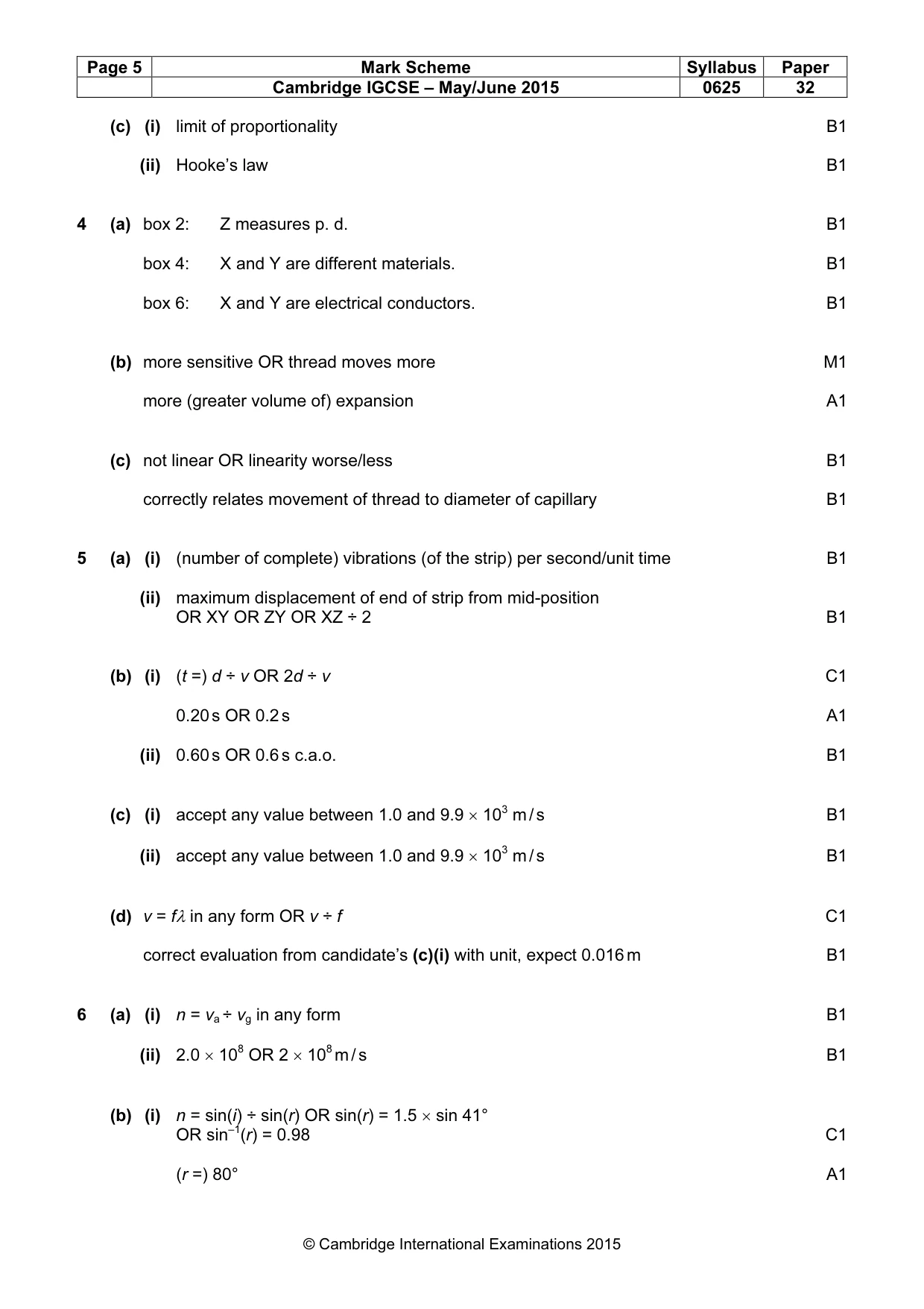 Mark scheme, page 5 of 7