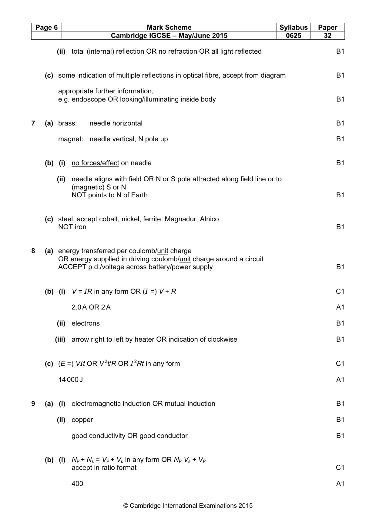 Mark scheme, page 6 of 7