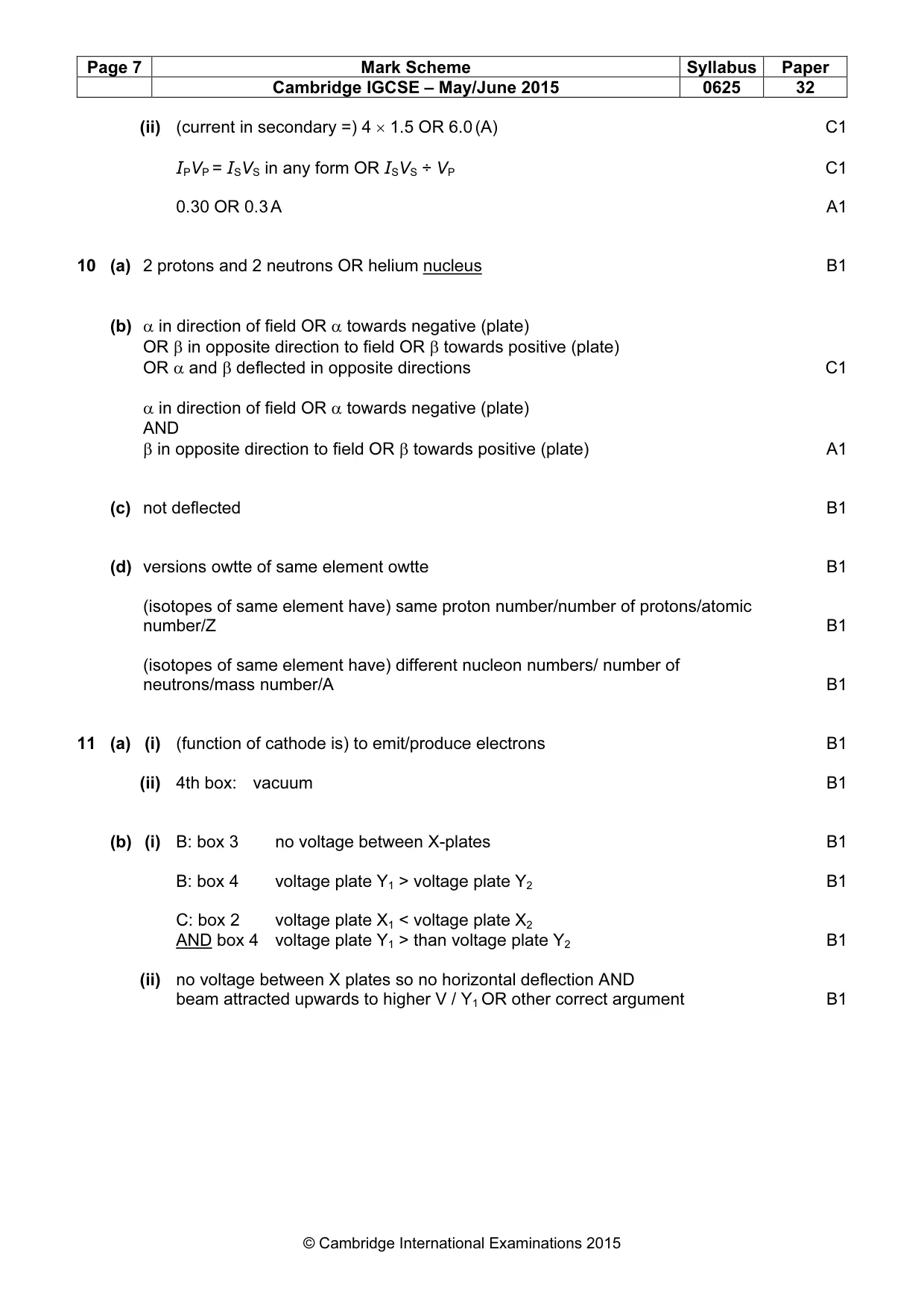 Mark scheme, page 7 of 7