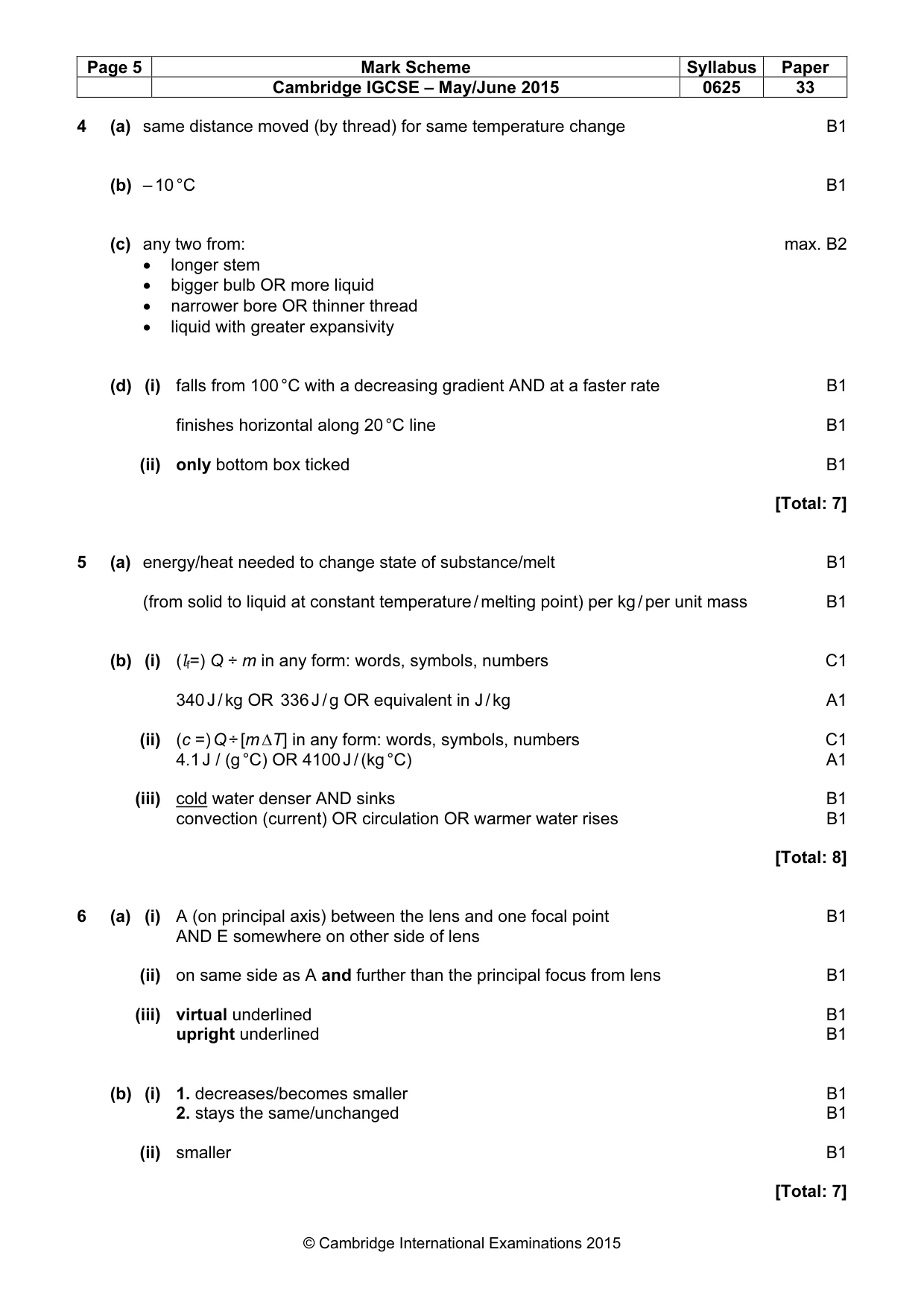 Mark scheme, page 5 of 7