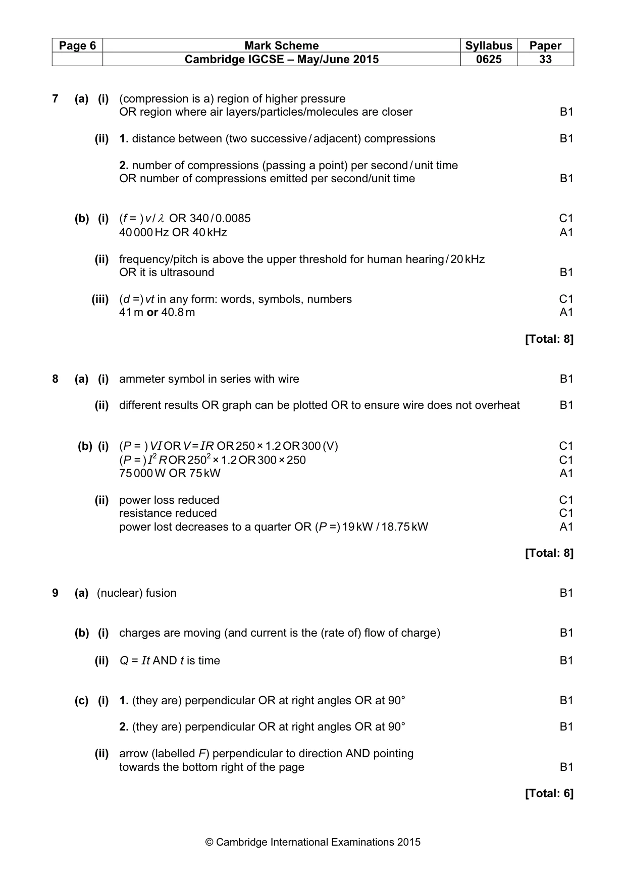 Mark scheme, page 6 of 7