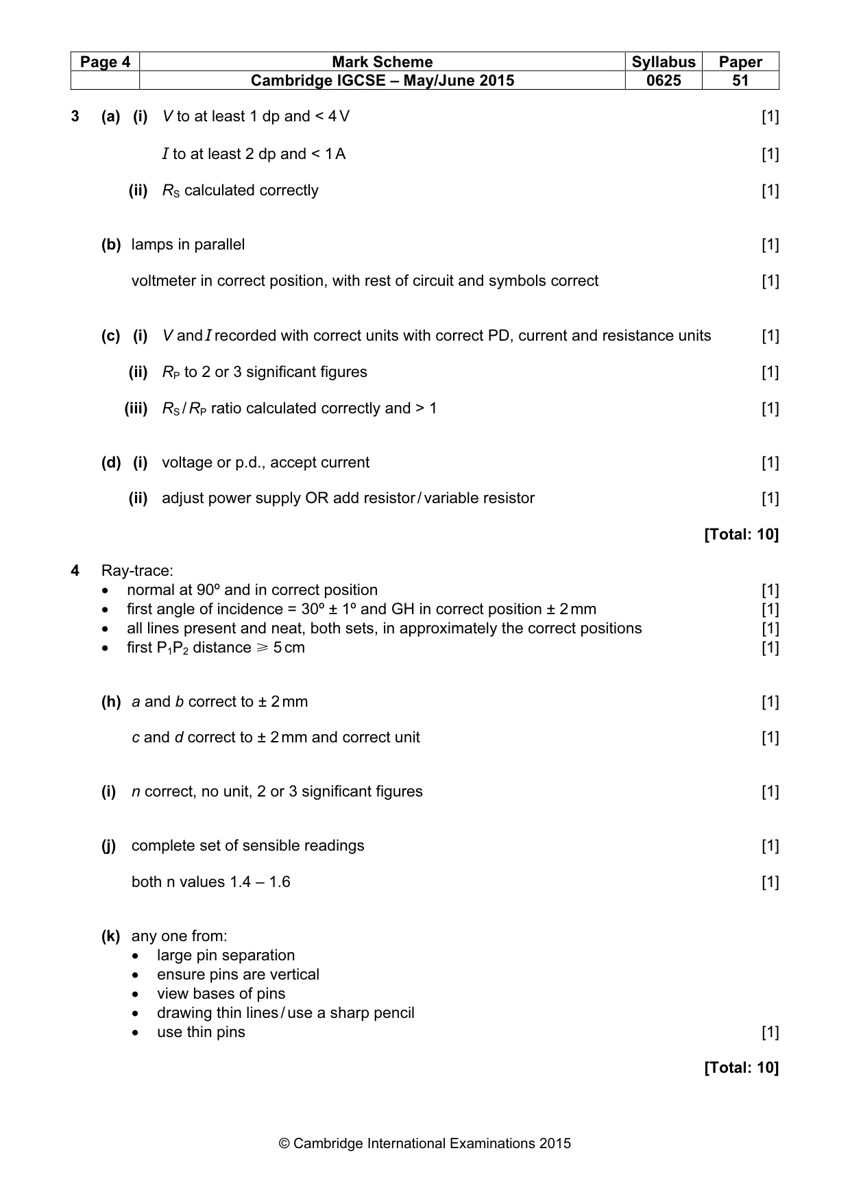 Mark scheme, page 4 of 4