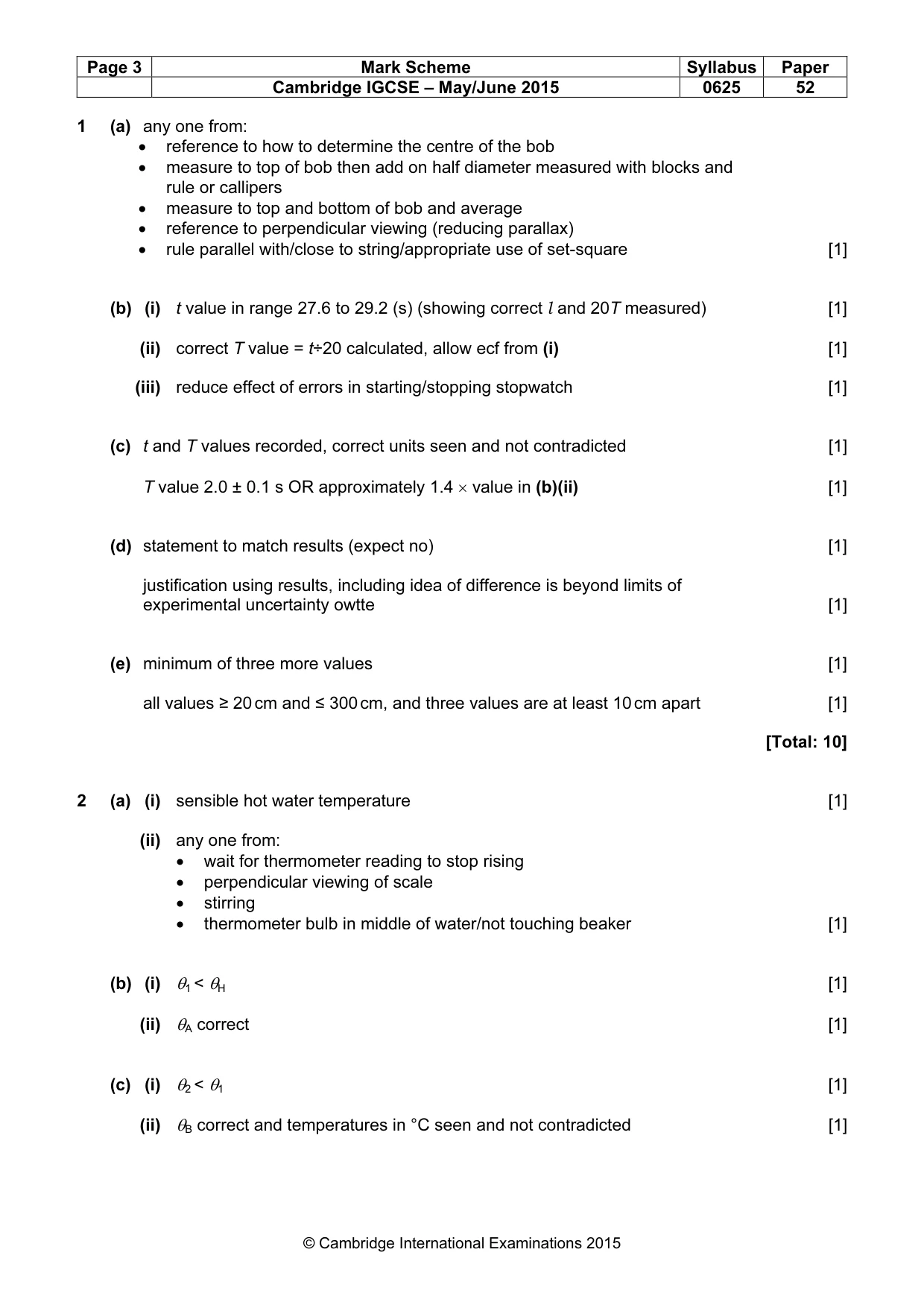 Mark scheme, page 3 of 5