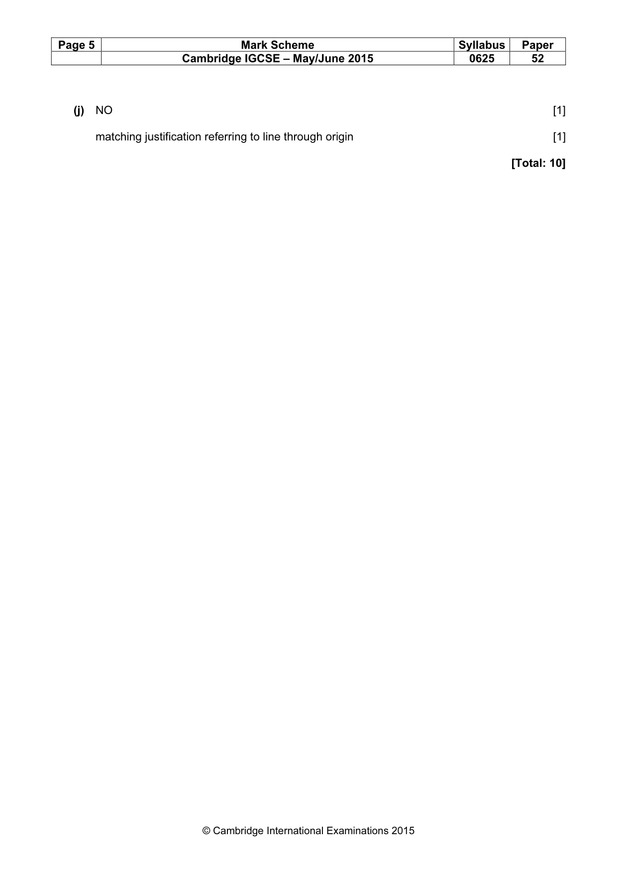 Mark scheme, page 5 of 5