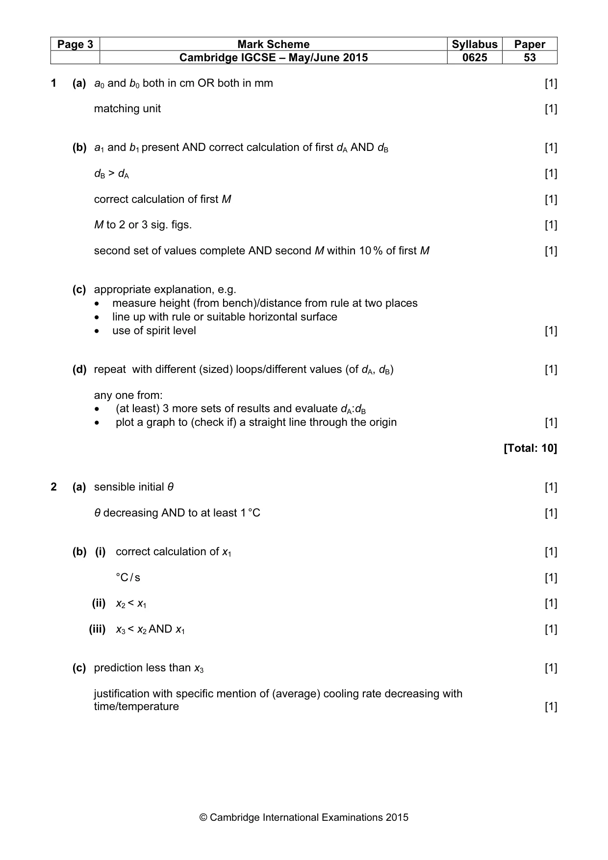 Mark scheme, page 3 of 5