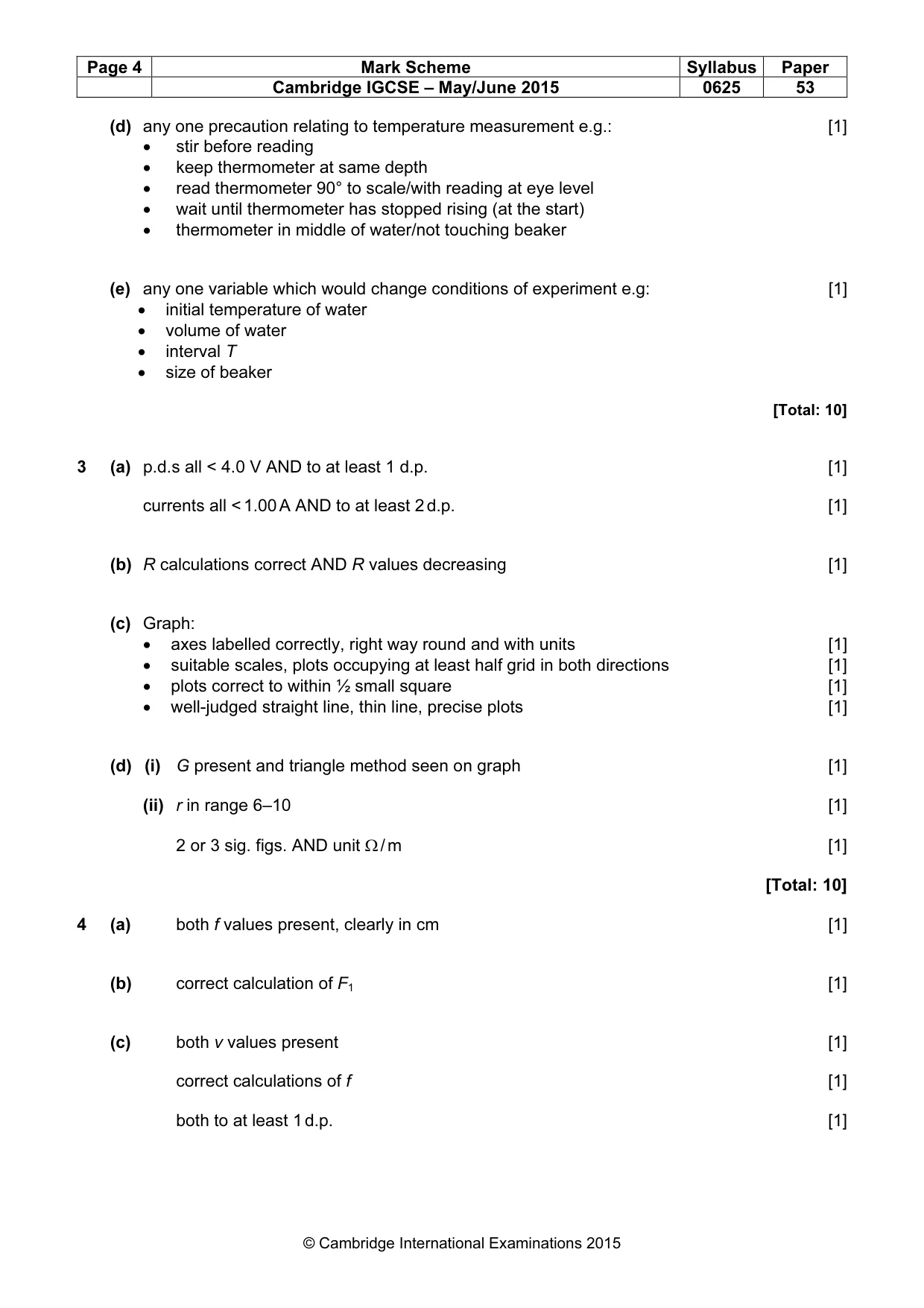 Mark scheme, page 4 of 5