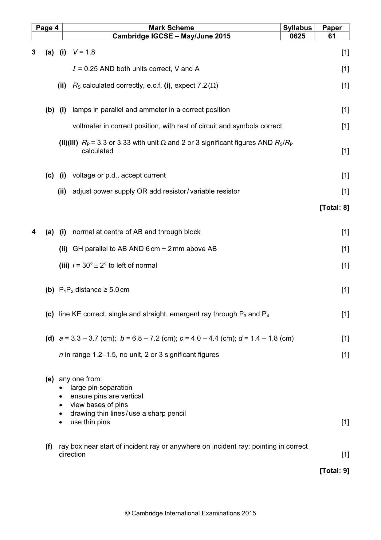 Mark scheme, page 4 of 5