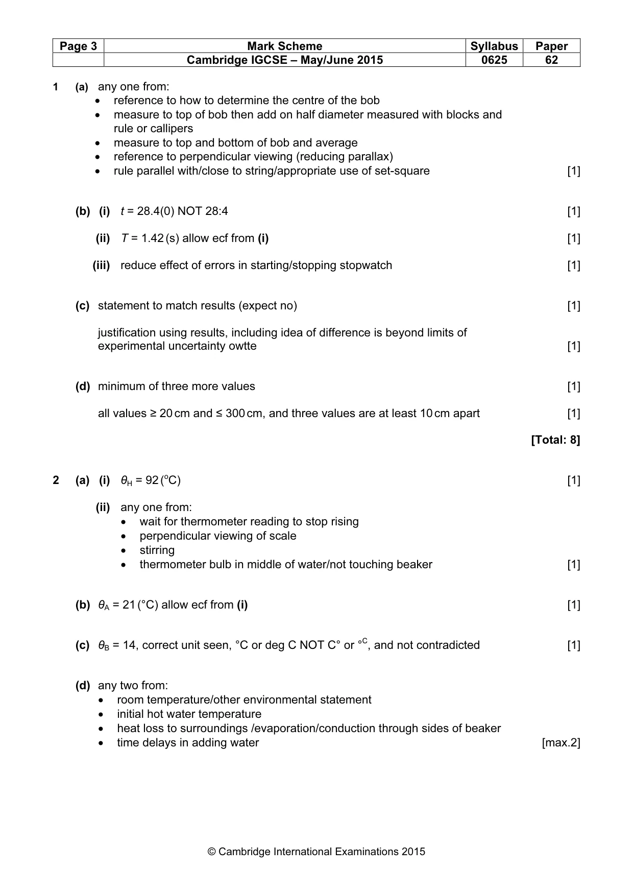 Mark scheme, page 3 of 5