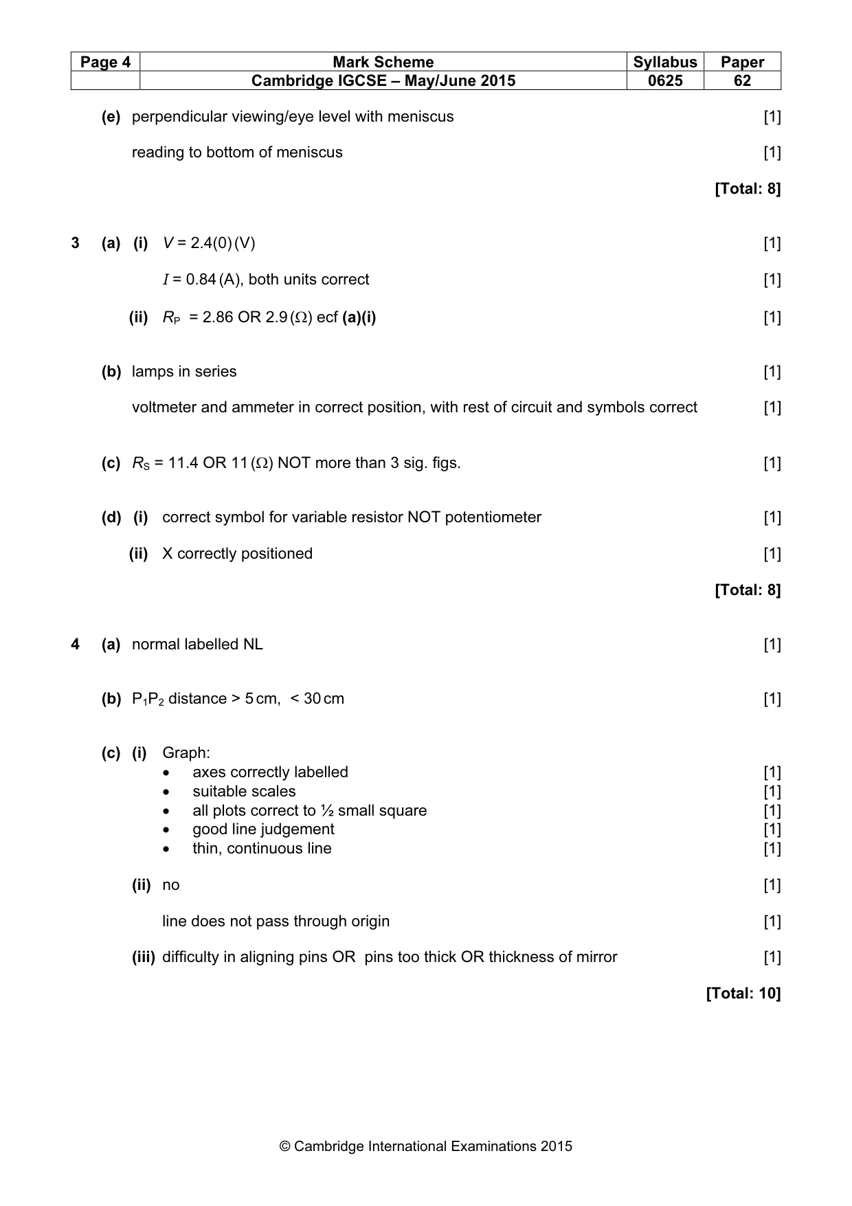 Mark scheme, page 4 of 5