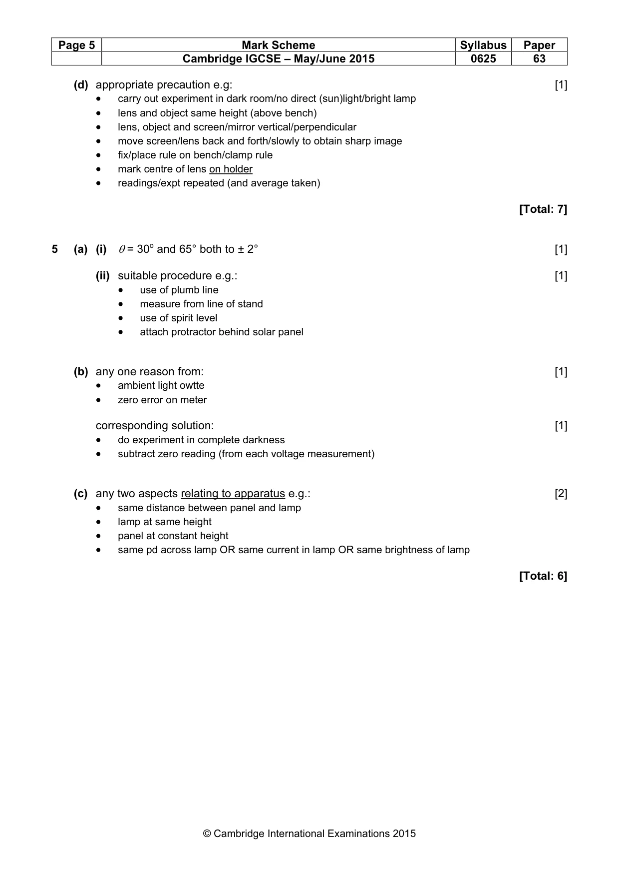 Mark scheme, page 5 of 5