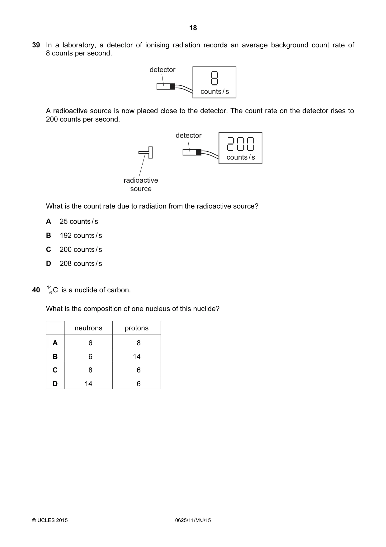 Cambridge IGCSE Physics 0625 2015 May/June Paper 1 · Variant 1 question paper, page 18 of 20