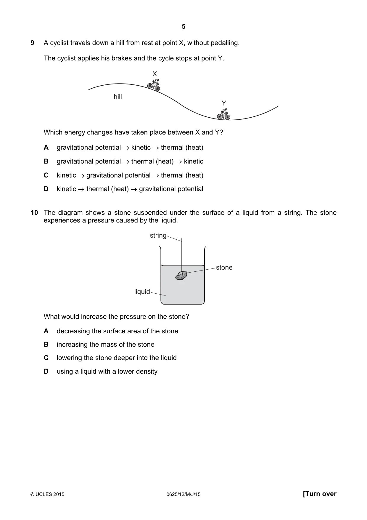 Cambridge IGCSE Physics 0625 2015 May/June Paper 1 · Variant 2 question paper, page 5 of 20