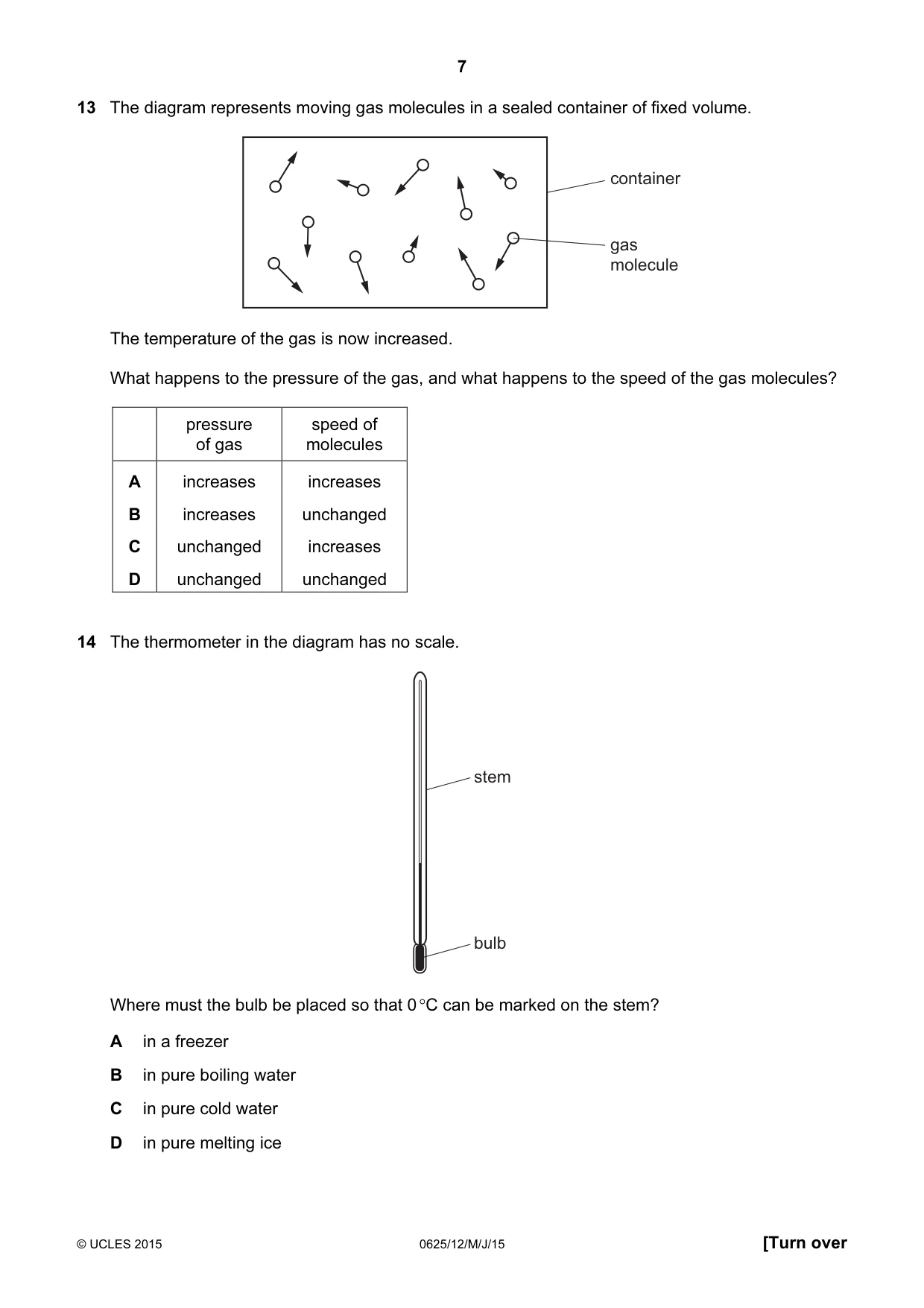 Cambridge IGCSE Physics 0625 2015 May/June Paper 1 · Variant 2 question paper, page 7 of 20