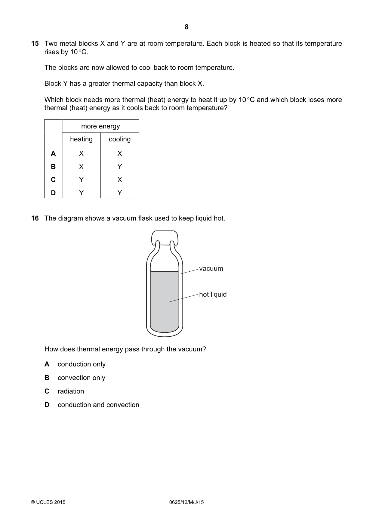 Cambridge IGCSE Physics 0625 2015 May/June Paper 1 · Variant 2 question paper, page 8 of 20