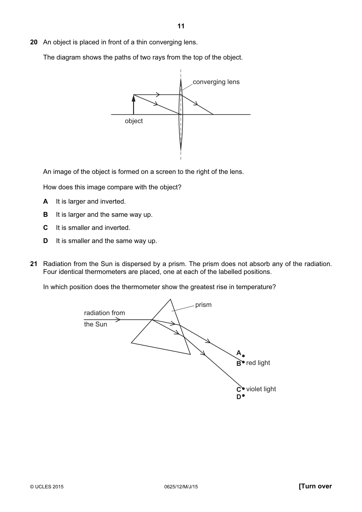 Cambridge IGCSE Physics 0625 2015 May/June Paper 1 · Variant 2 question paper, page 11 of 20