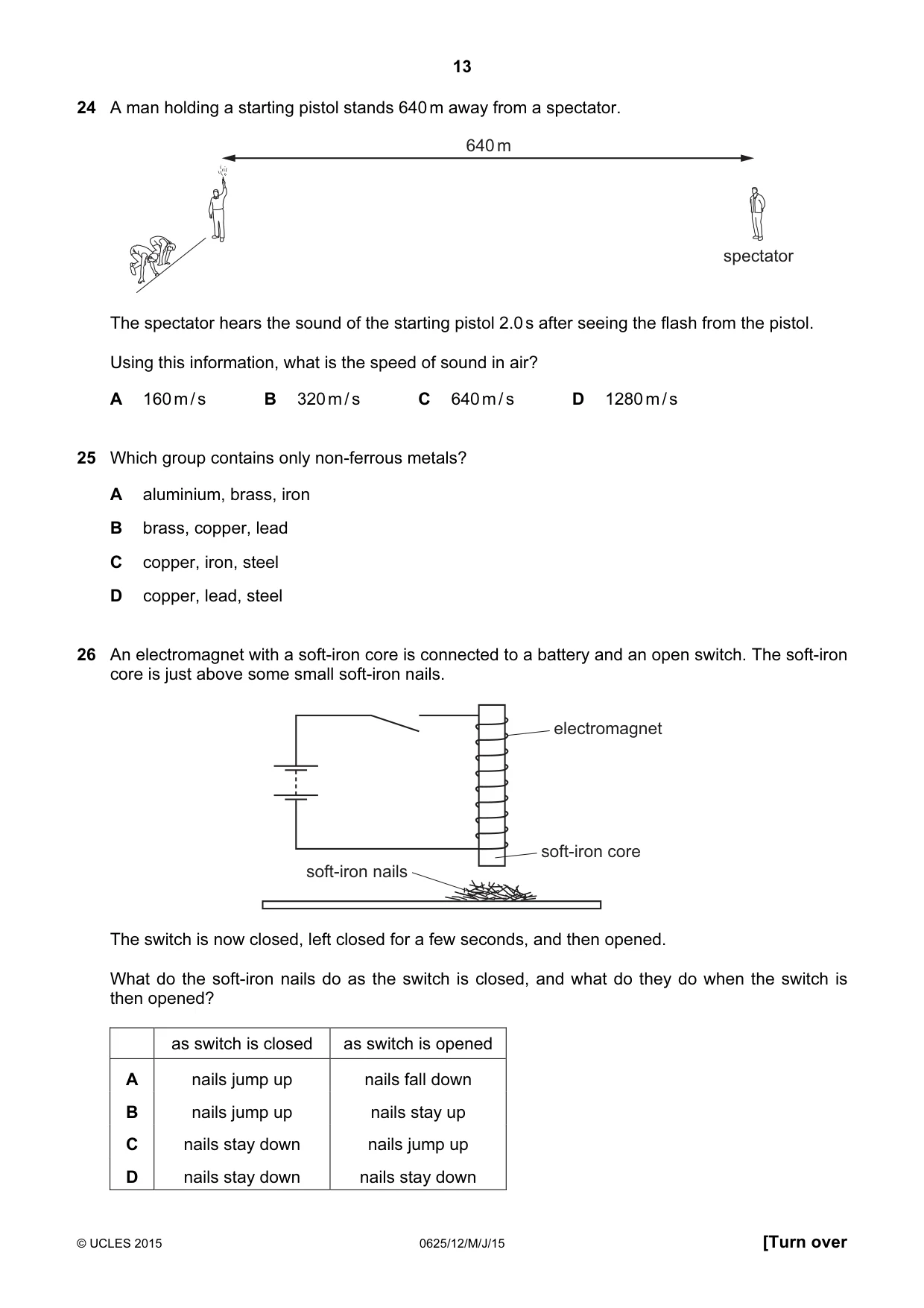 Cambridge IGCSE Physics 0625 2015 May/June Paper 1 · Variant 2 question paper, page 13 of 20