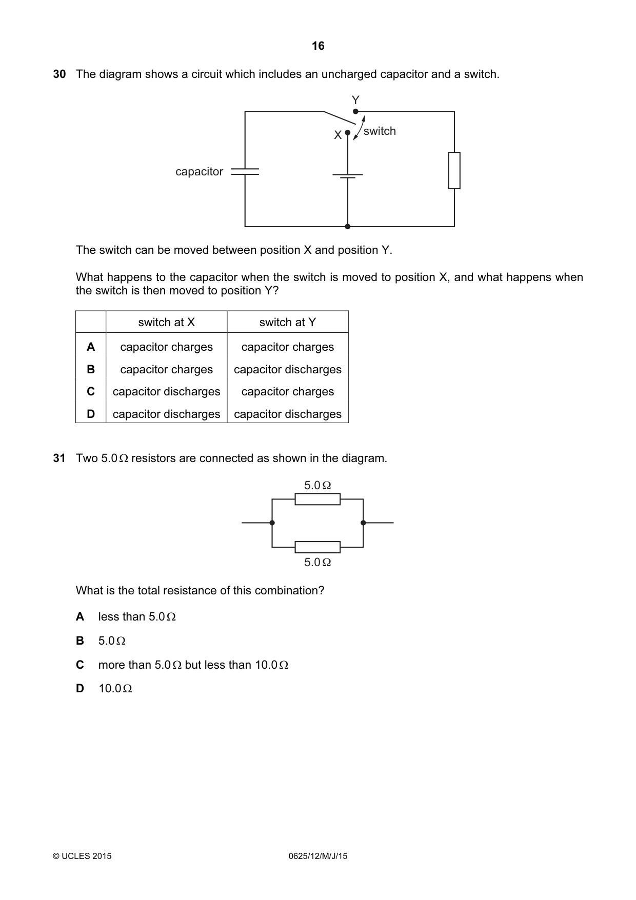 Cambridge IGCSE Physics 0625 2015 May/June Paper 1 · Variant 2 question paper, page 16 of 20