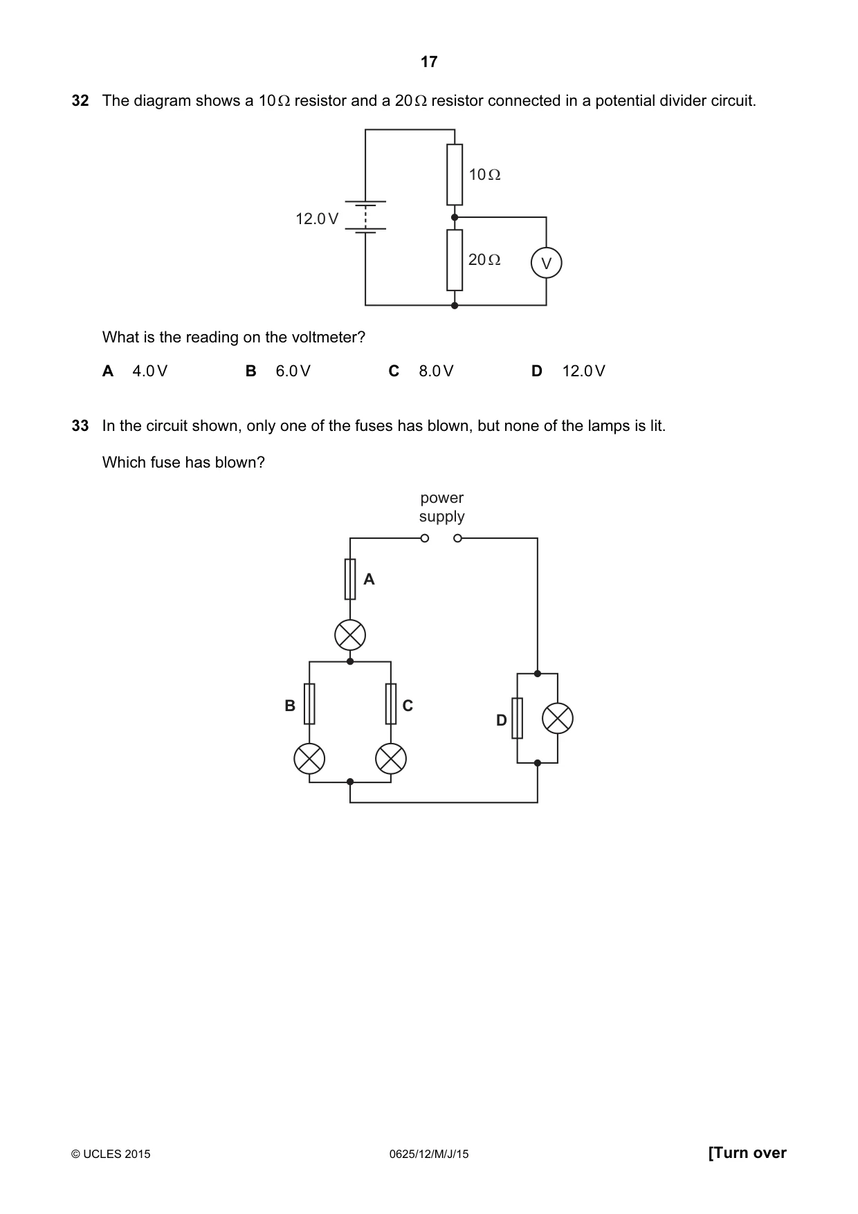 Cambridge IGCSE Physics 0625 2015 May/June Paper 1 · Variant 2 question paper, page 17 of 20