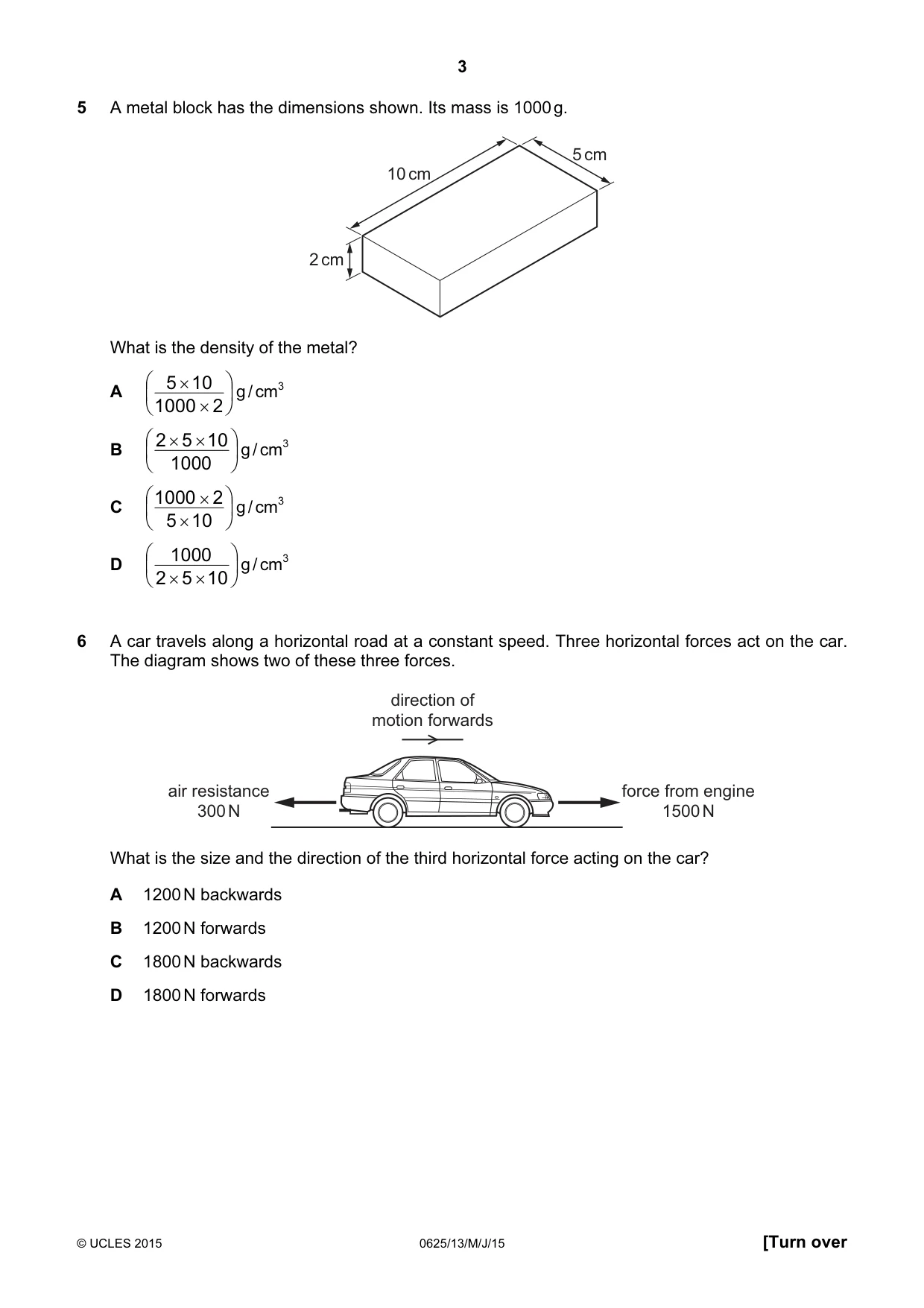 Cambridge IGCSE Physics 0625 2015 May/June Paper 1 · Variant 3 question paper, page 3 of 20