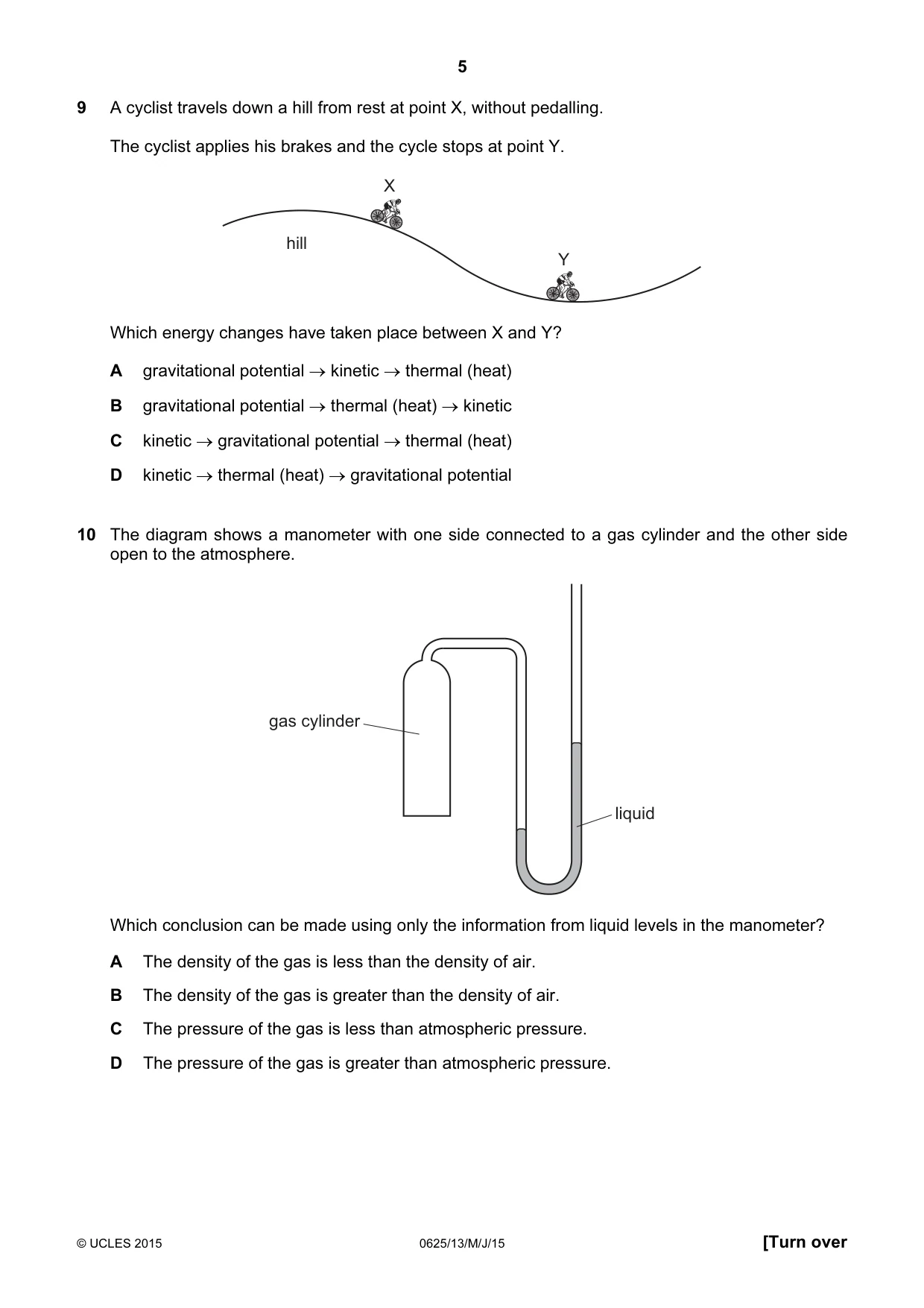 Cambridge IGCSE Physics 0625 2015 May/June Paper 1 · Variant 3 question paper, page 5 of 20