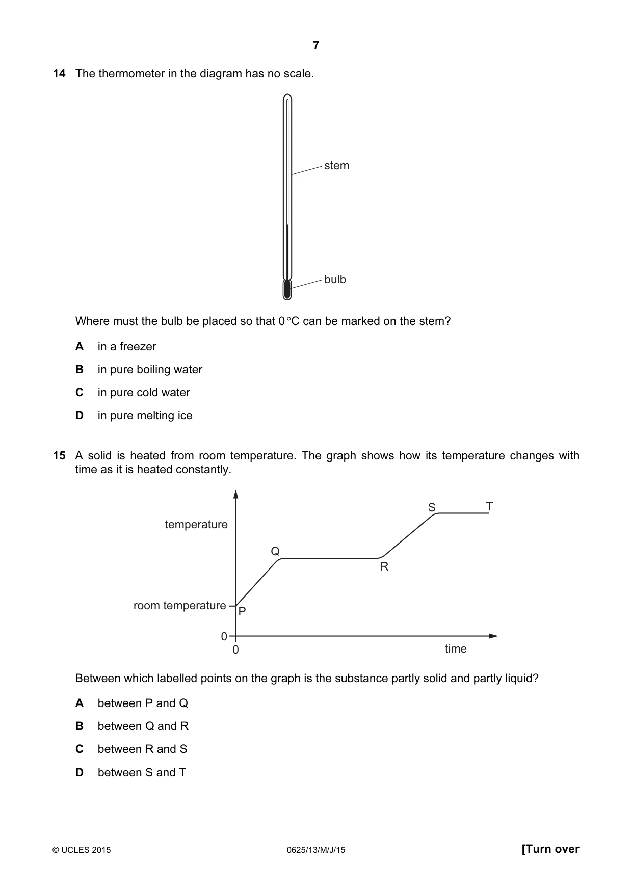 Cambridge IGCSE Physics 0625 2015 May/June Paper 1 · Variant 3 question paper, page 7 of 20
