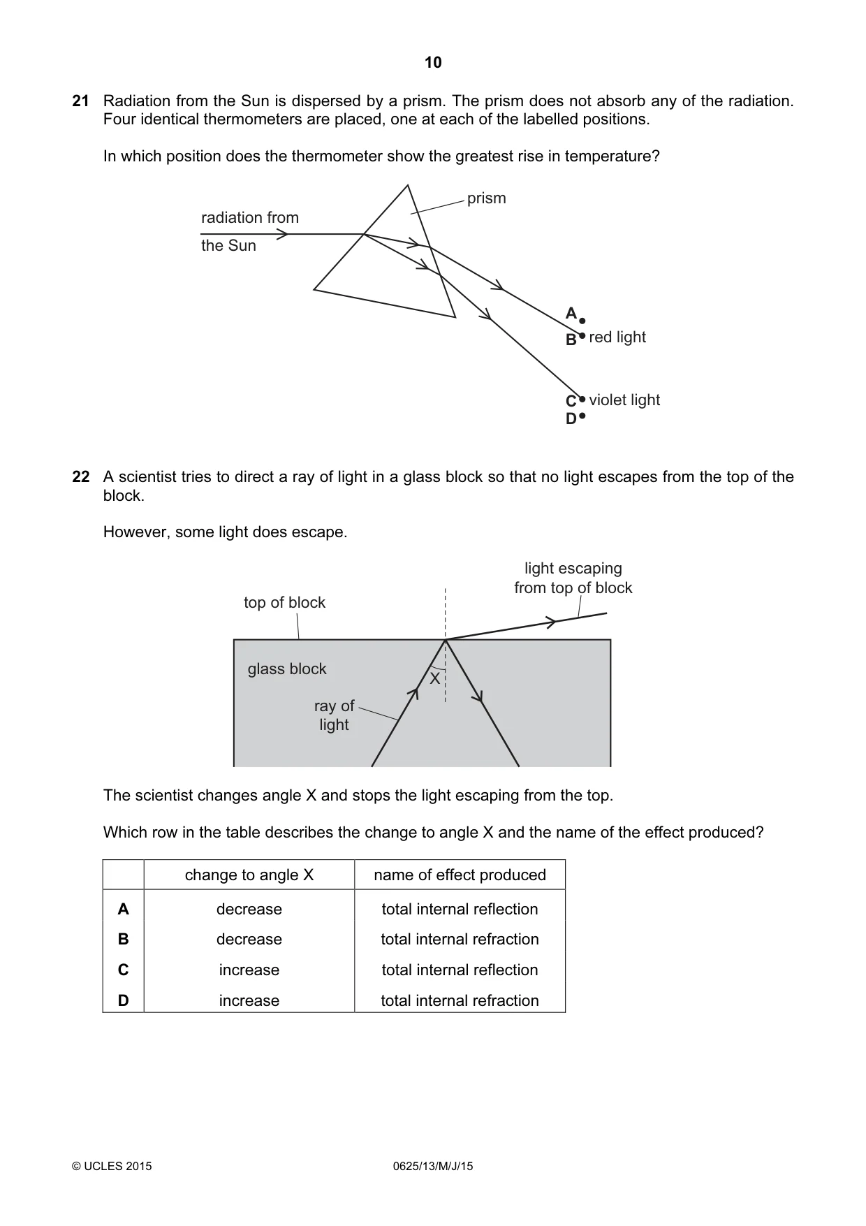 Cambridge IGCSE Physics 0625 2015 May/June Paper 1 · Variant 3 question paper, page 10 of 20