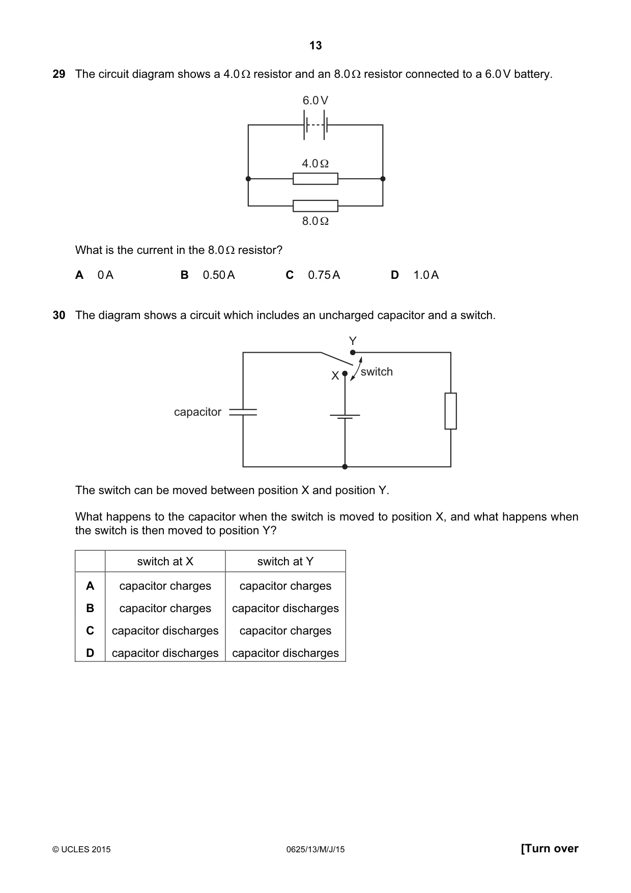 Cambridge IGCSE Physics 0625 2015 May/June Paper 1 · Variant 3 question paper, page 13 of 20