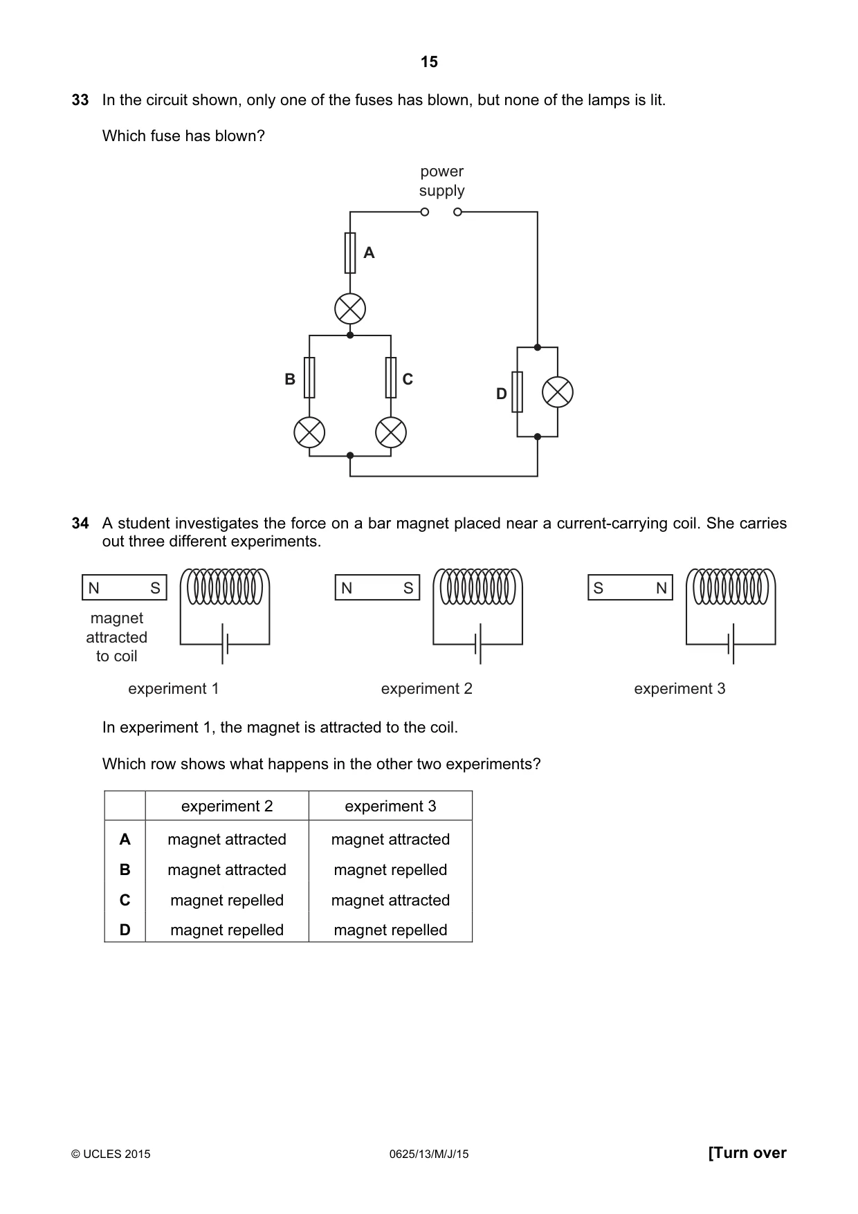 Cambridge IGCSE Physics 0625 2015 May/June Paper 1 · Variant 3 question paper, page 15 of 20
