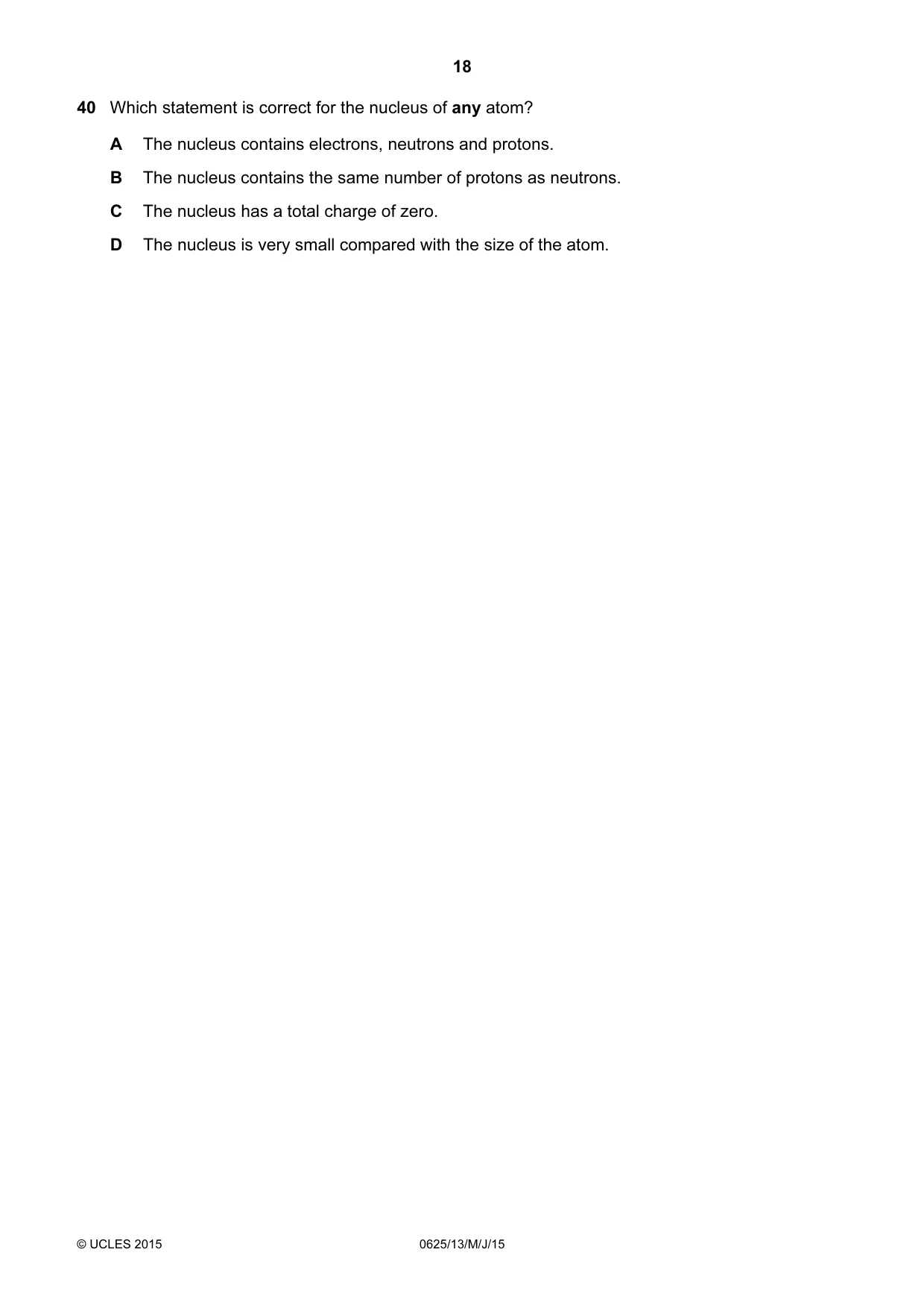 Cambridge IGCSE Physics 0625 2015 May/June Paper 1 · Variant 3 question paper, page 18 of 20