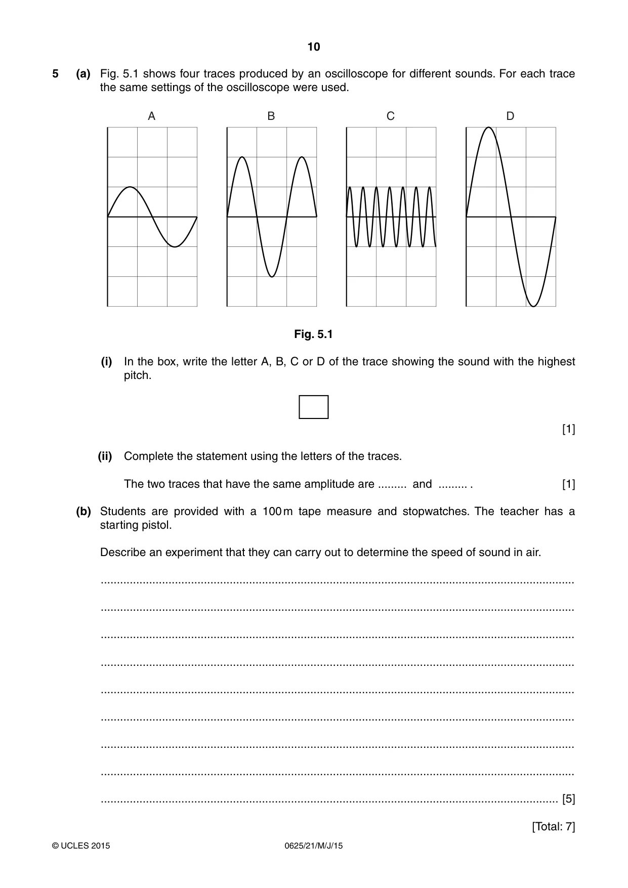 Cambridge IGCSE Physics 0625 2015 May/June Paper 2 · Variant 1 question paper, page 10 of 20