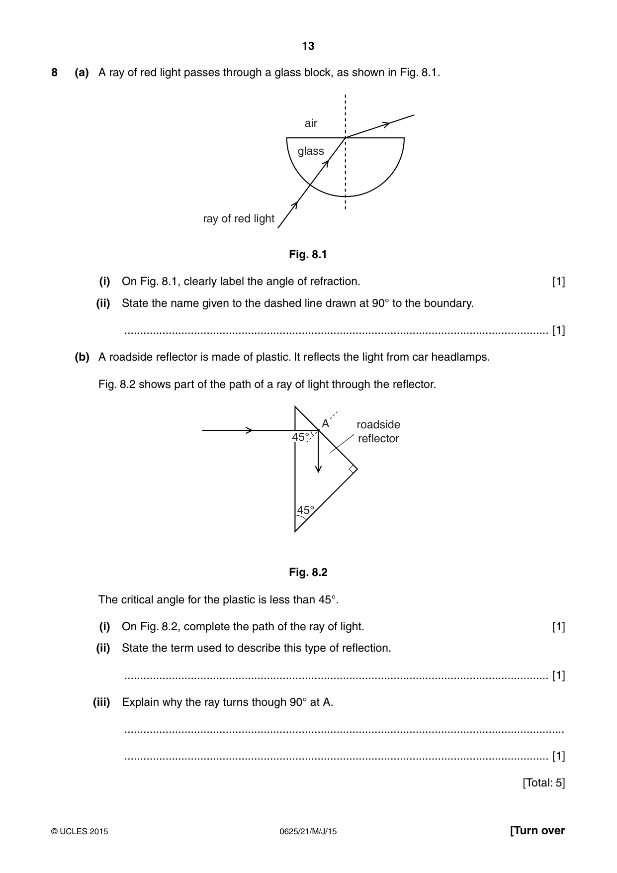 Cambridge IGCSE Physics 0625 2015 May/June Paper 2 · Variant 1 question paper, page 13 of 20