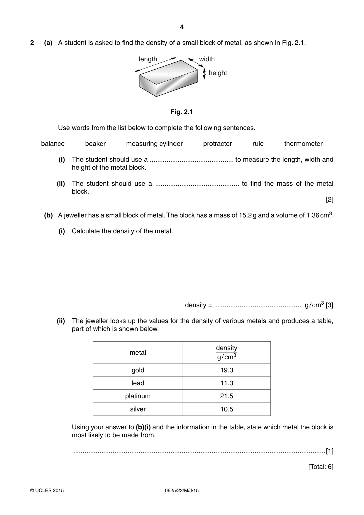 Cambridge IGCSE Physics 0625 2015 May/June Paper 2 · Variant 3 question paper, page 4 of 20