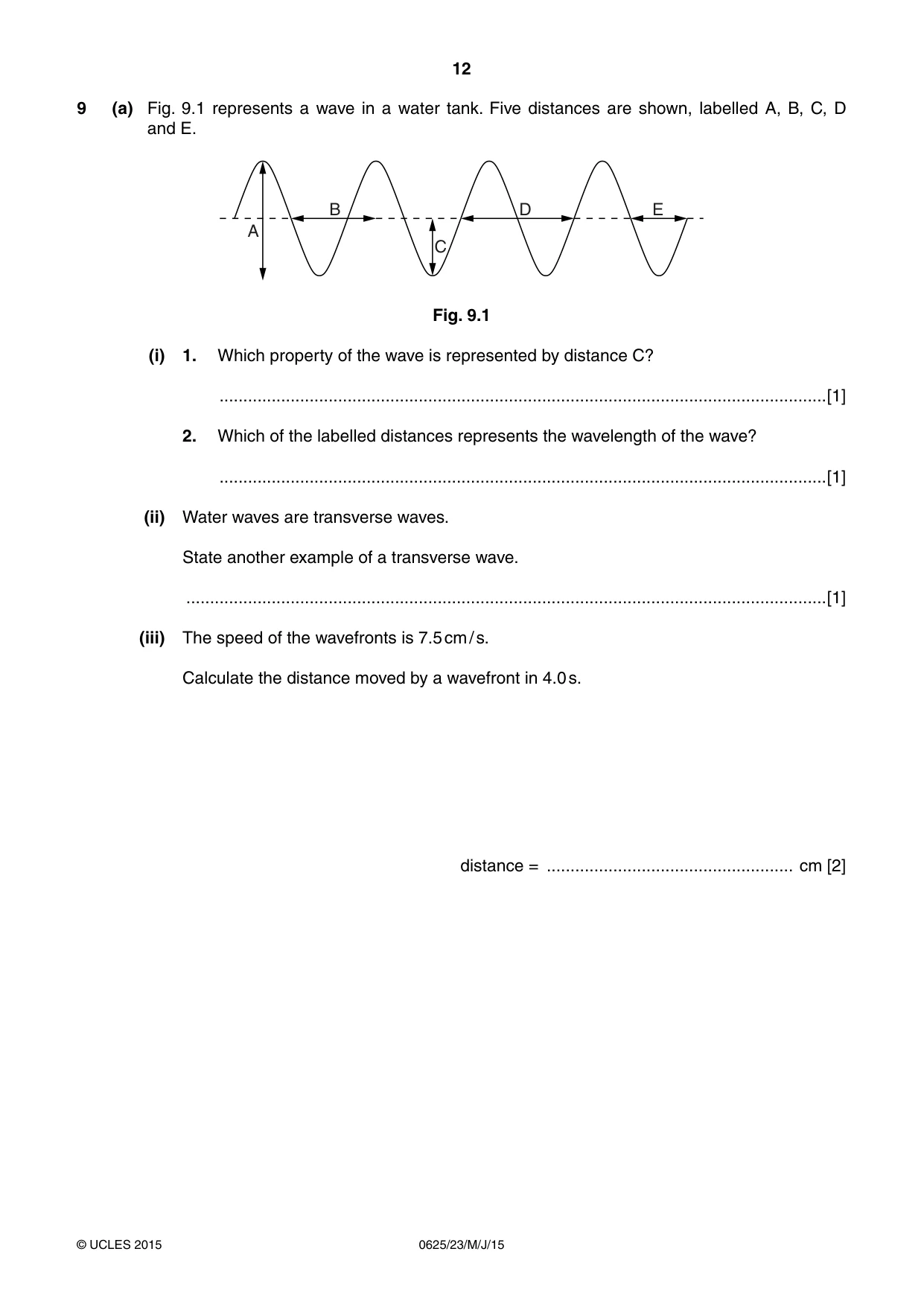 Cambridge IGCSE Physics 0625 2015 May/June Paper 2 · Variant 3 question paper, page 12 of 20