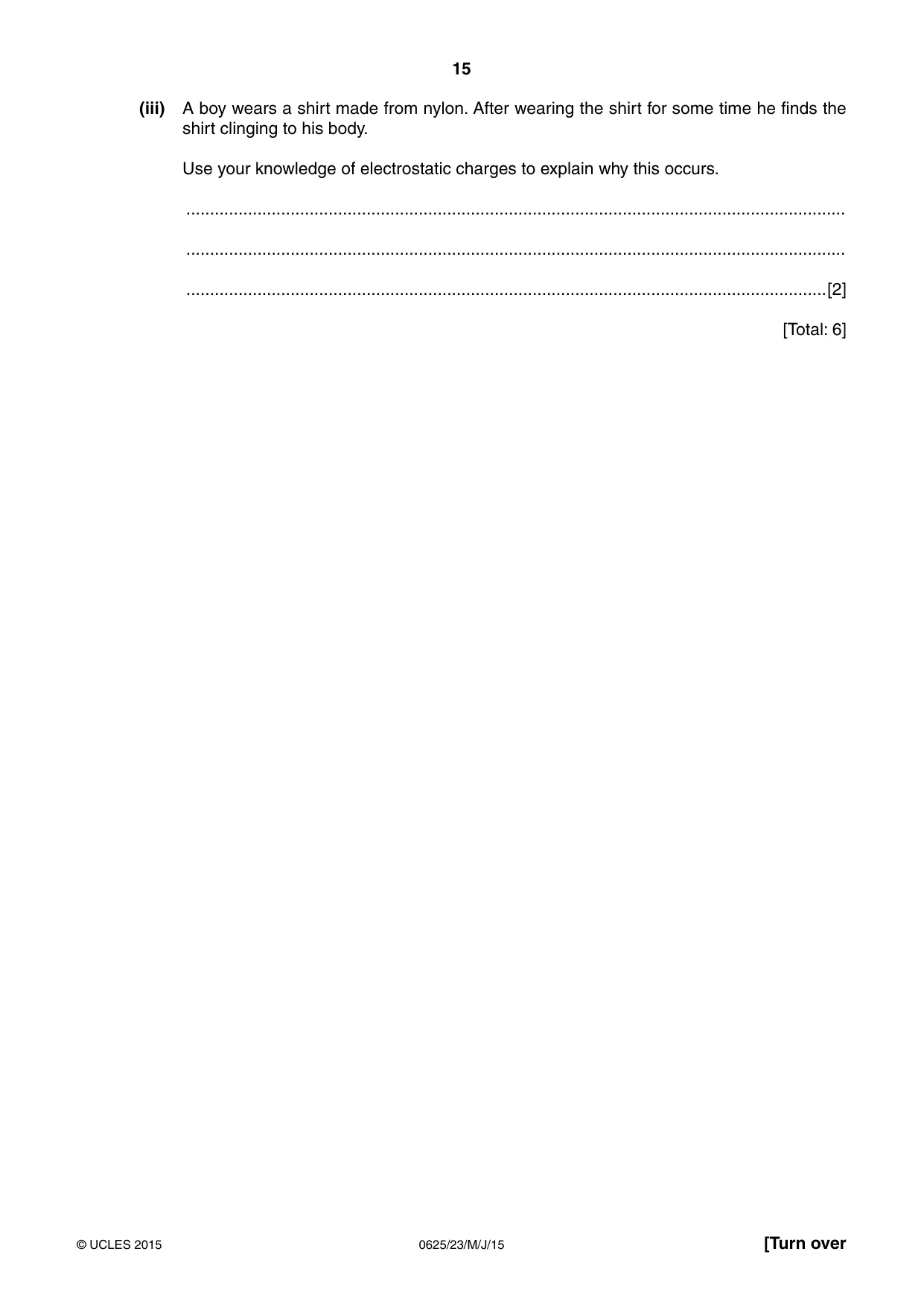 Cambridge IGCSE Physics 0625 2015 May/June Paper 2 · Variant 3 question paper, page 15 of 20
