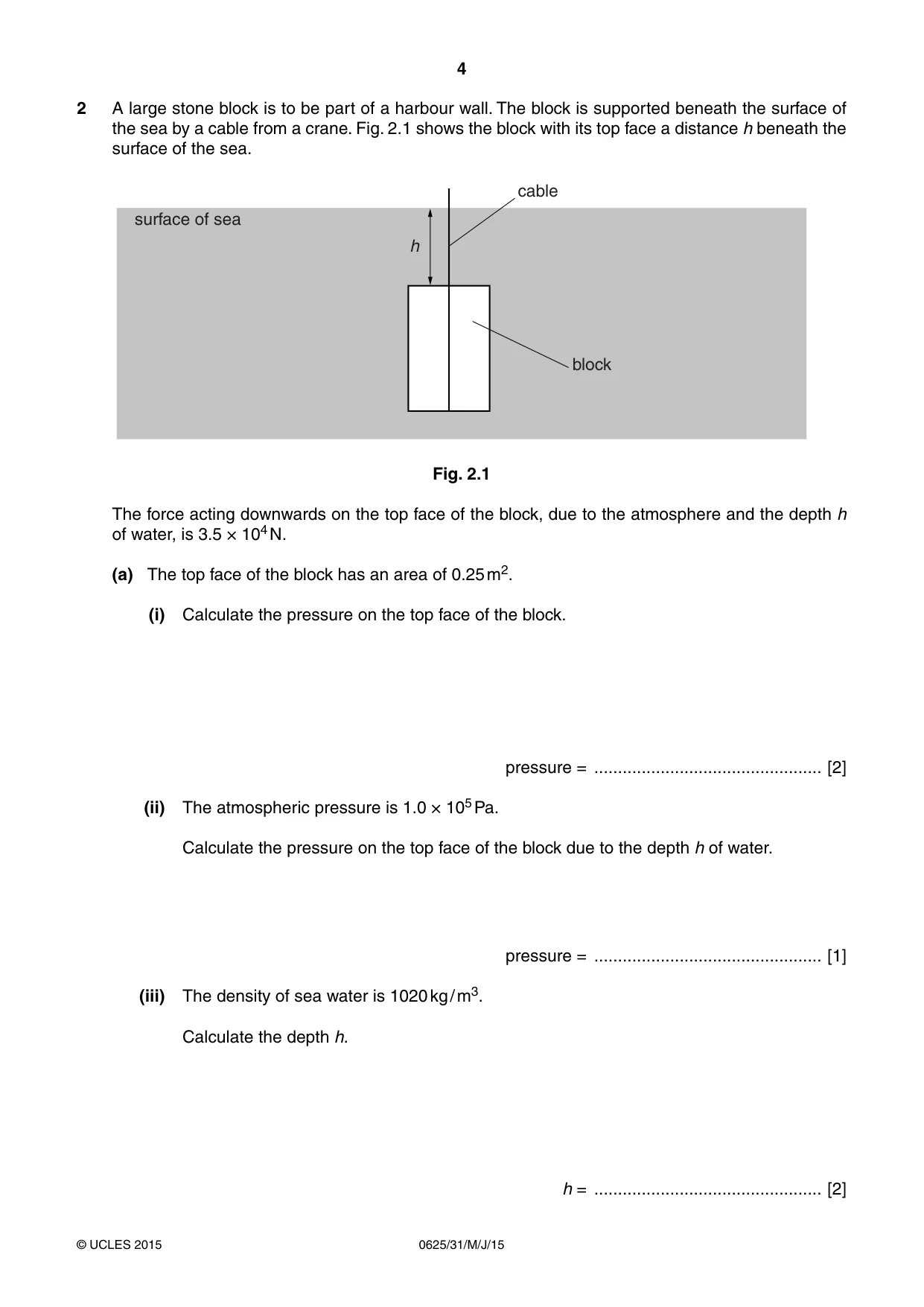 Cambridge IGCSE Physics 0625 2015 May/June Paper 3 · Variant 1 question paper, page 4 of 20
