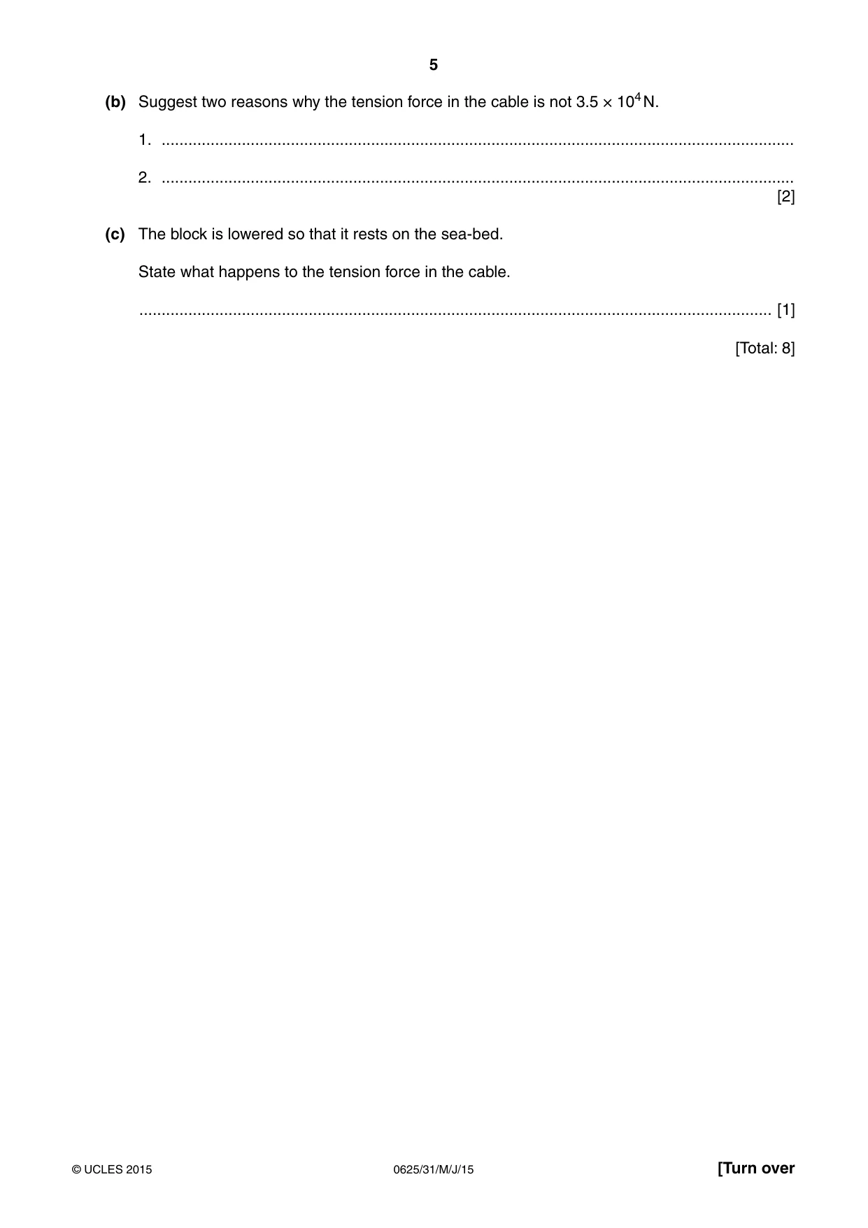 Cambridge IGCSE Physics 0625 2015 May/June Paper 3 · Variant 1 question paper, page 5 of 20