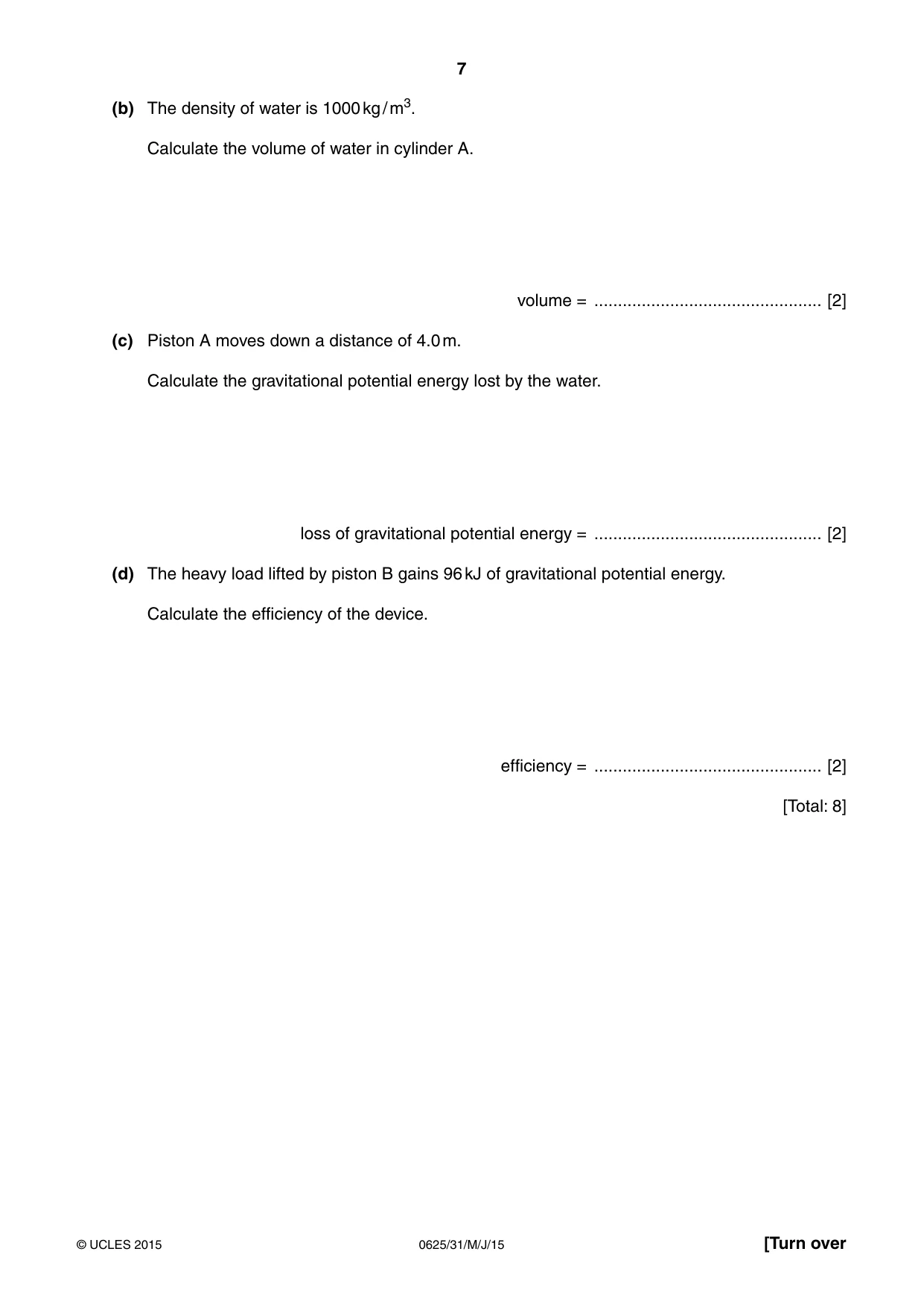 Cambridge IGCSE Physics 0625 2015 May/June Paper 3 · Variant 1 question paper, page 7 of 20