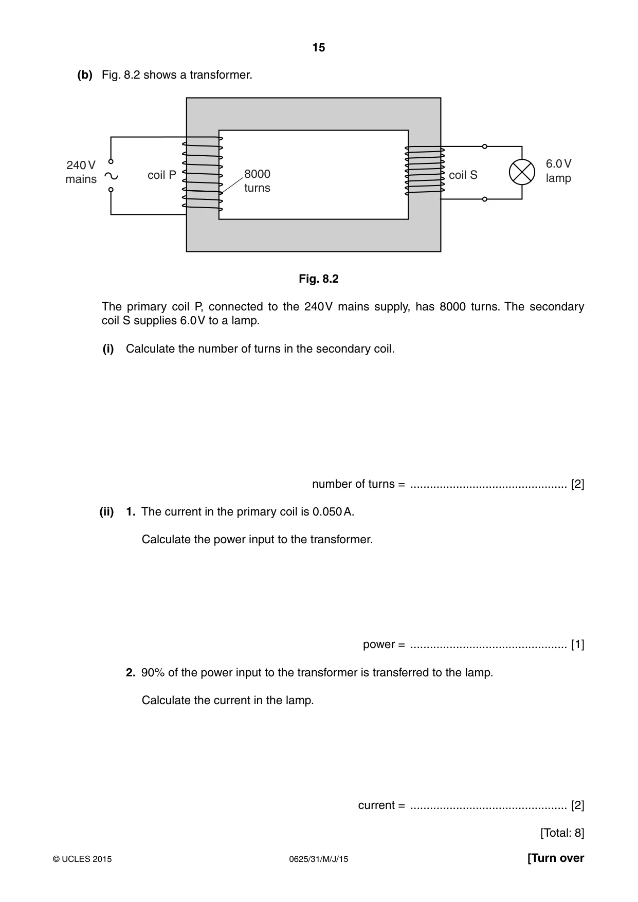 Cambridge IGCSE Physics 0625 2015 May/June Paper 3 · Variant 1 question paper, page 15 of 20