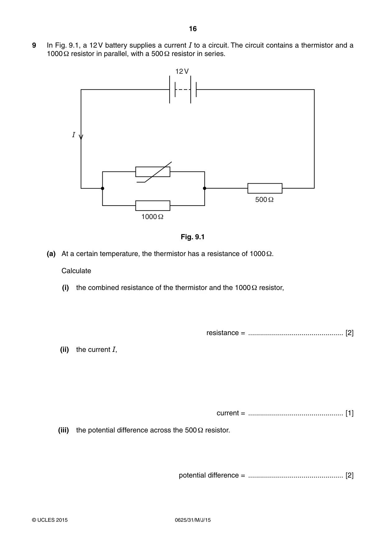 Cambridge IGCSE Physics 0625 2015 May/June Paper 3 · Variant 1 question paper, page 16 of 20