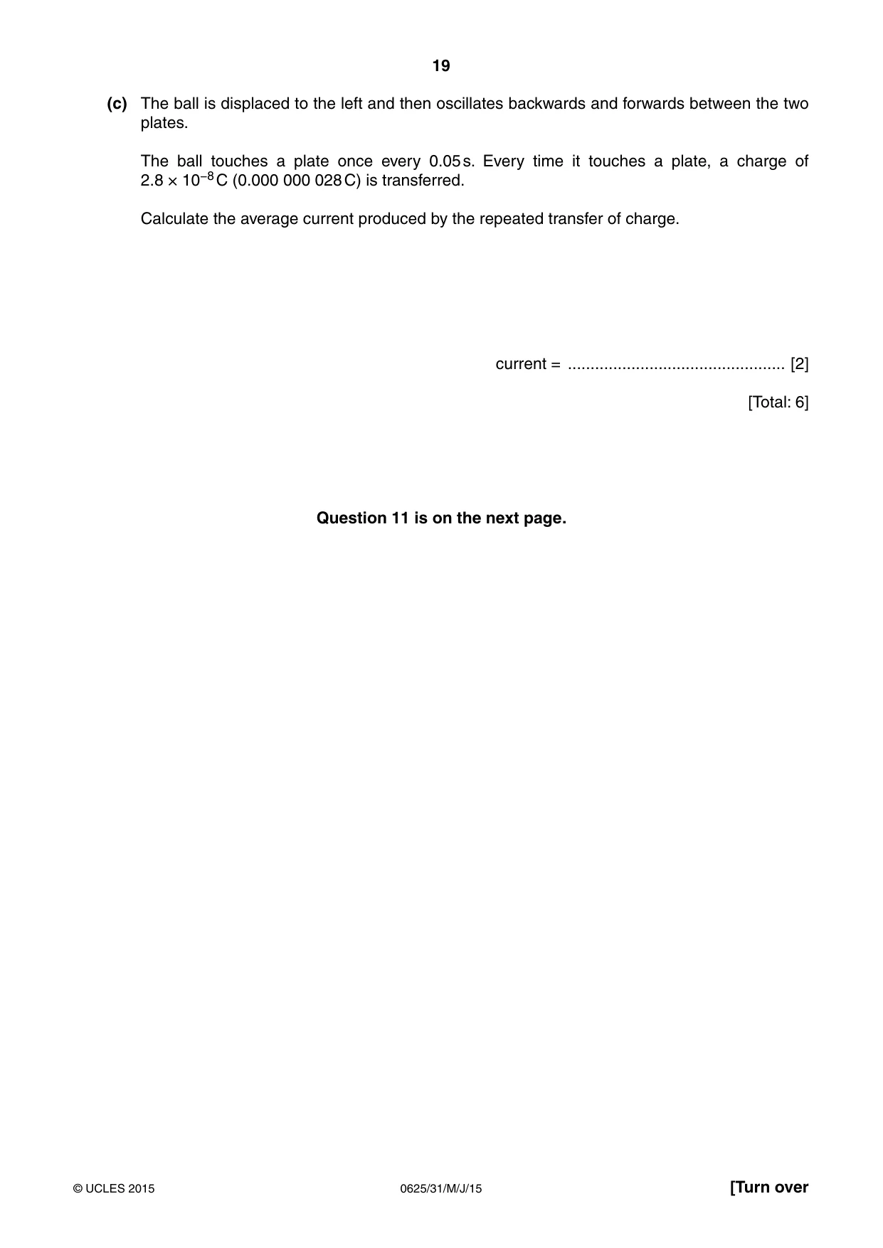 Cambridge IGCSE Physics 0625 2015 May/June Paper 3 · Variant 1 question paper, page 19 of 20