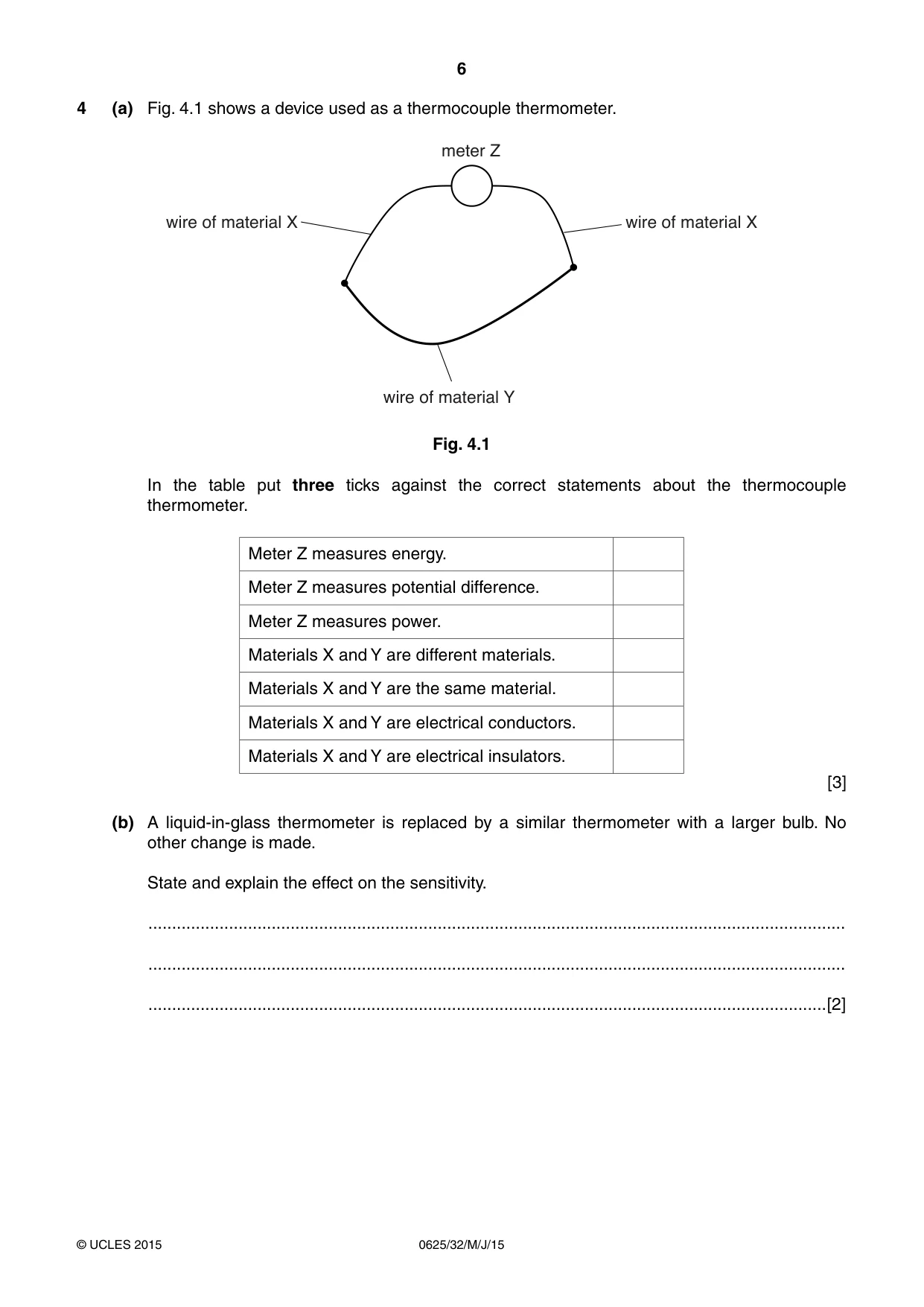 Cambridge IGCSE Physics 0625 2015 May/June Paper 3 · Variant 2 question paper, page 6 of 20