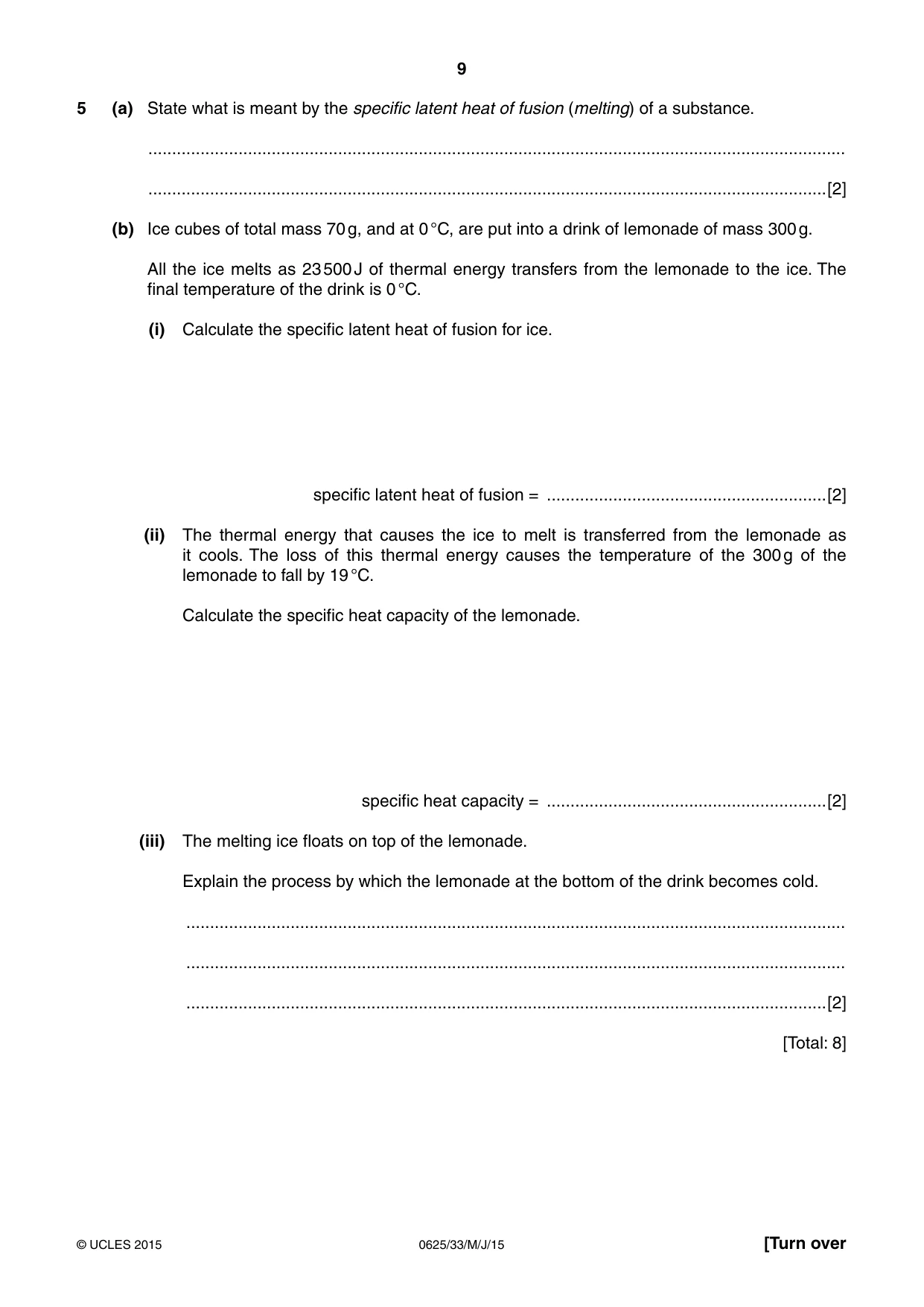 Cambridge IGCSE Physics 0625 2015 May/June Paper 3 · Variant 3 question paper, page 9 of 20