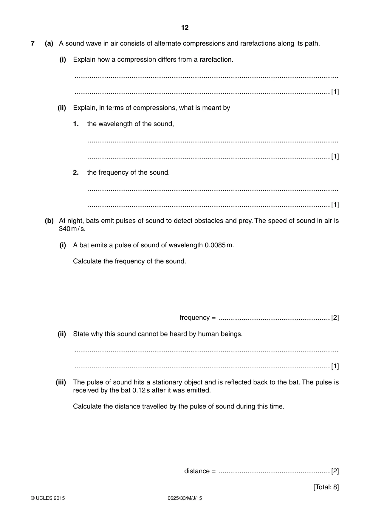 Cambridge IGCSE Physics 0625 2015 May/June Paper 3 · Variant 3 question paper, page 12 of 20