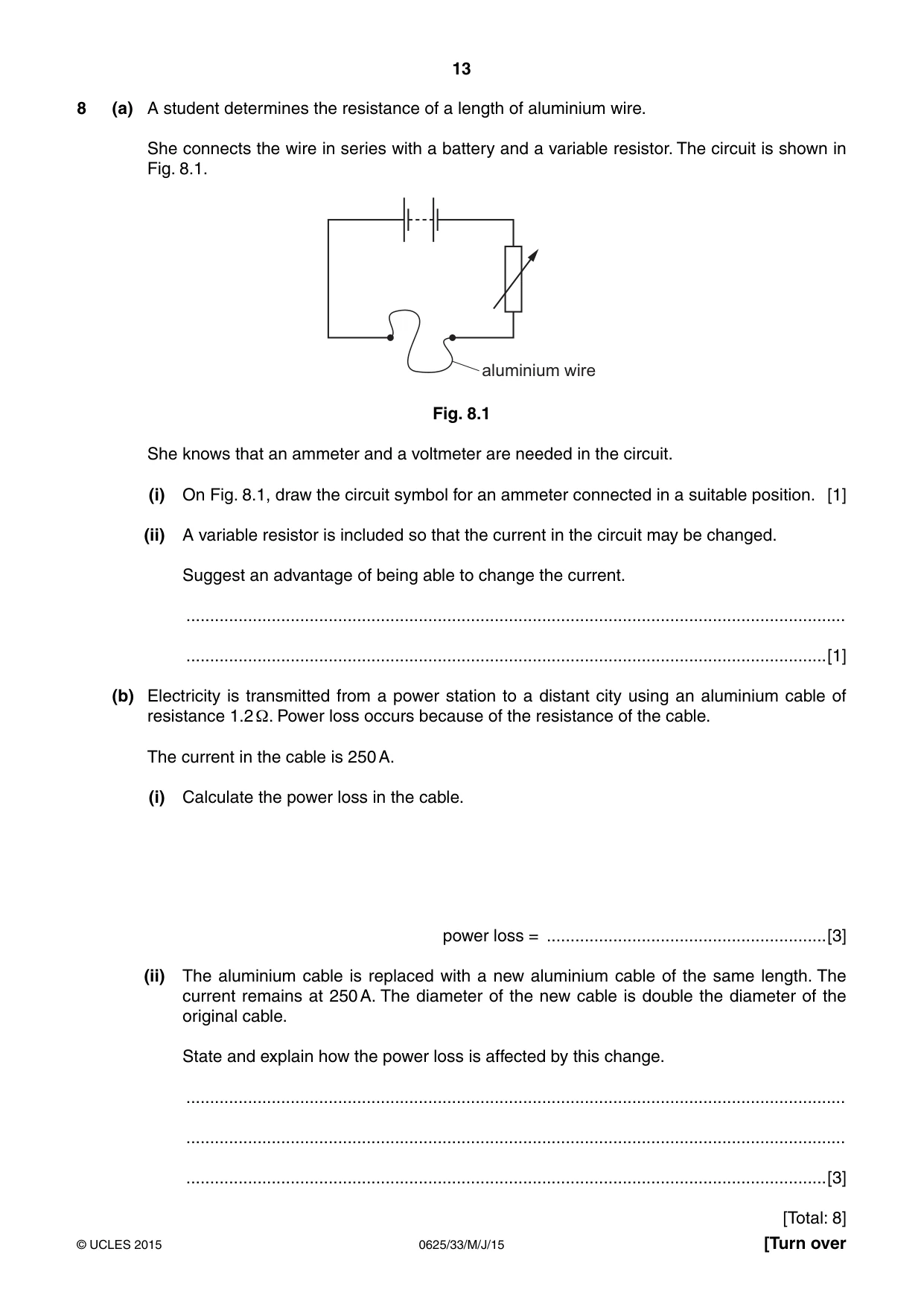 Cambridge IGCSE Physics 0625 2015 May/June Paper 3 · Variant 3 question paper, page 13 of 20
