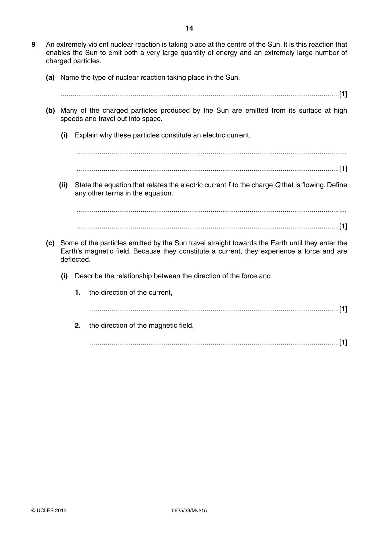 Cambridge IGCSE Physics 0625 2015 May/June Paper 3 · Variant 3 question paper, page 14 of 20