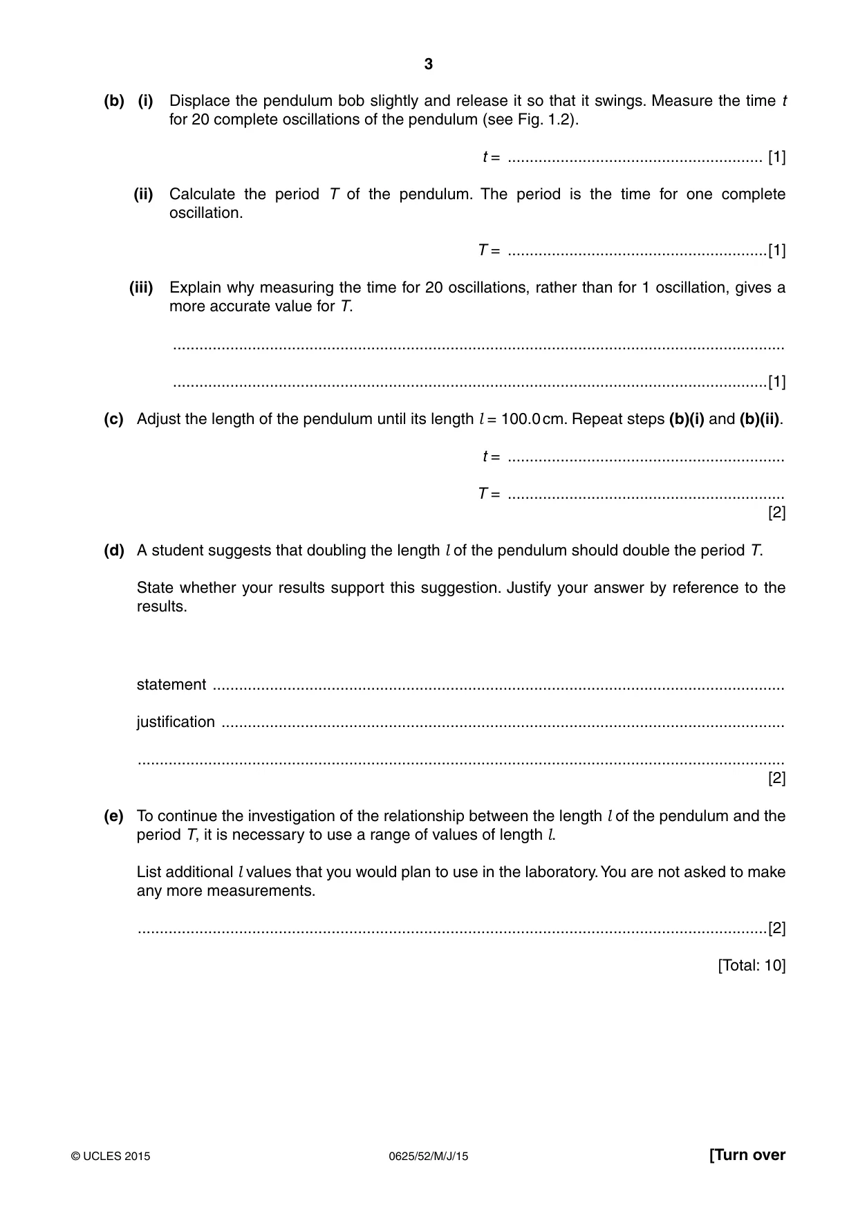 Cambridge IGCSE Physics 0625 2015 May/June Paper 5 · Variant 2 question paper, page 3 of 12